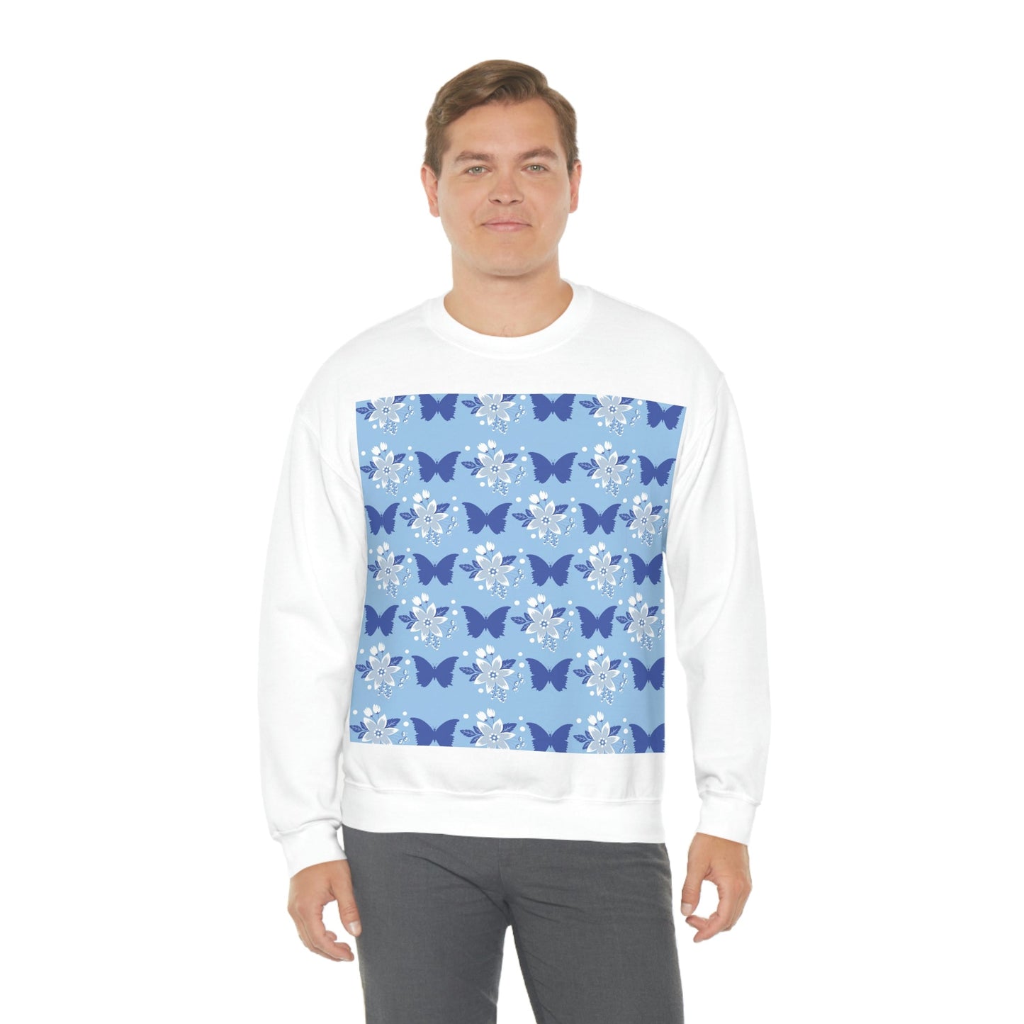 Butterfly Pattern Nature Animal Lovers Unisex Heavy Blend™ Crewneck Sweatshirt Ichaku [Perfect Gifts Selection]