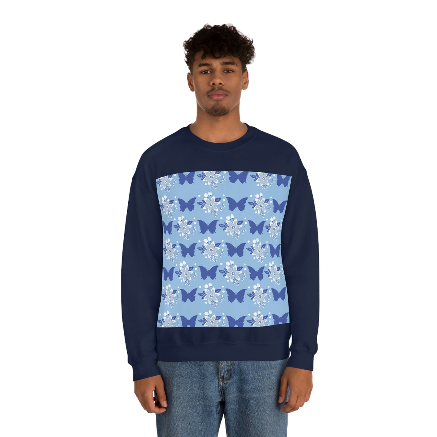 Butterfly Pattern Nature Animal Lovers Unisex Heavy Blend™ Crewneck Sweatshirt Ichaku [Perfect Gifts Selection]