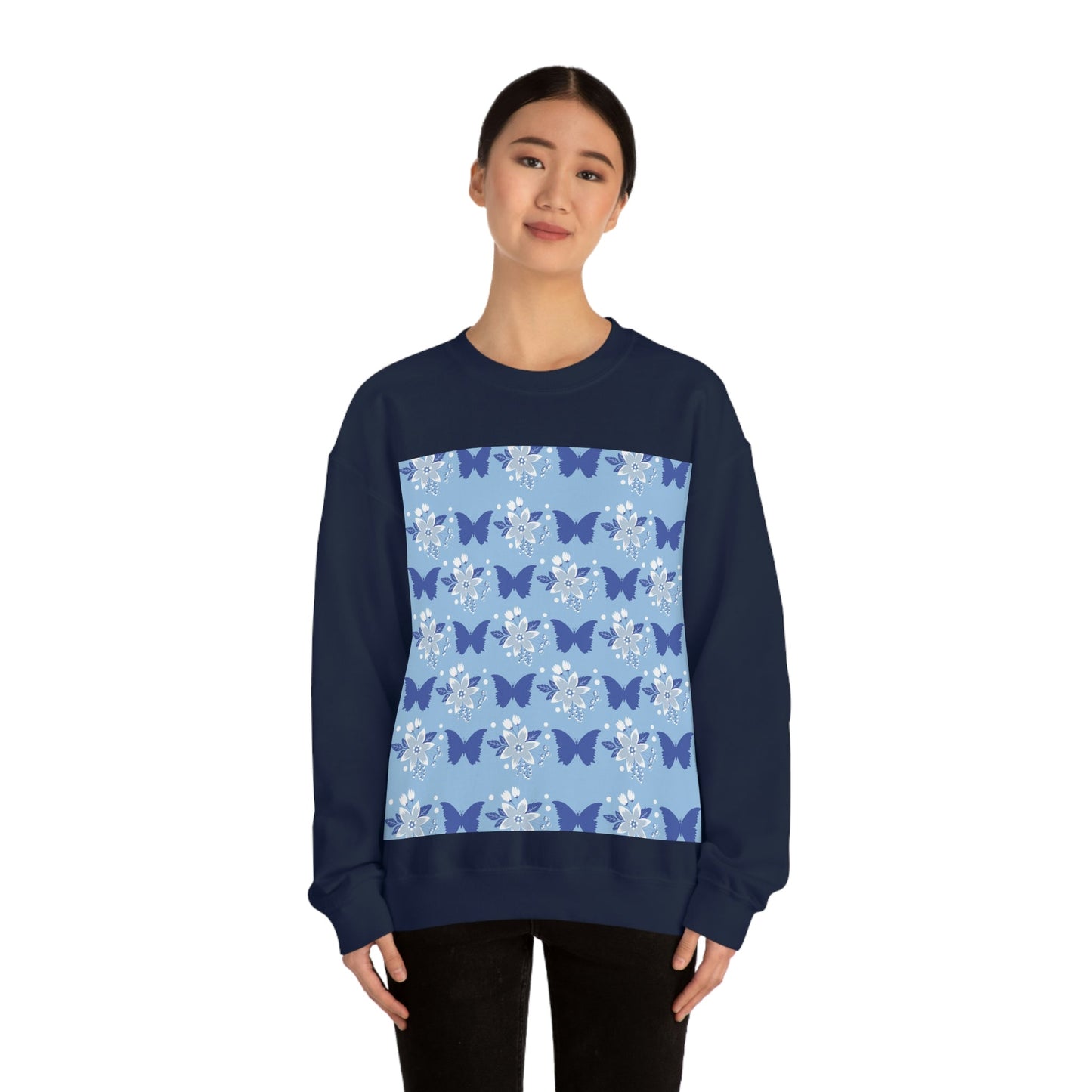 Butterfly Pattern Nature Animal Lovers Unisex Heavy Blend™ Crewneck Sweatshirt Ichaku [Perfect Gifts Selection]