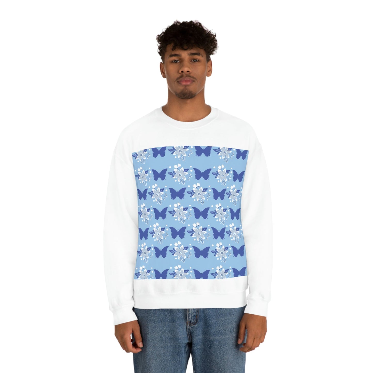 Butterfly Pattern Nature Animal Lovers Unisex Heavy Blend™ Crewneck Sweatshirt Ichaku [Perfect Gifts Selection]