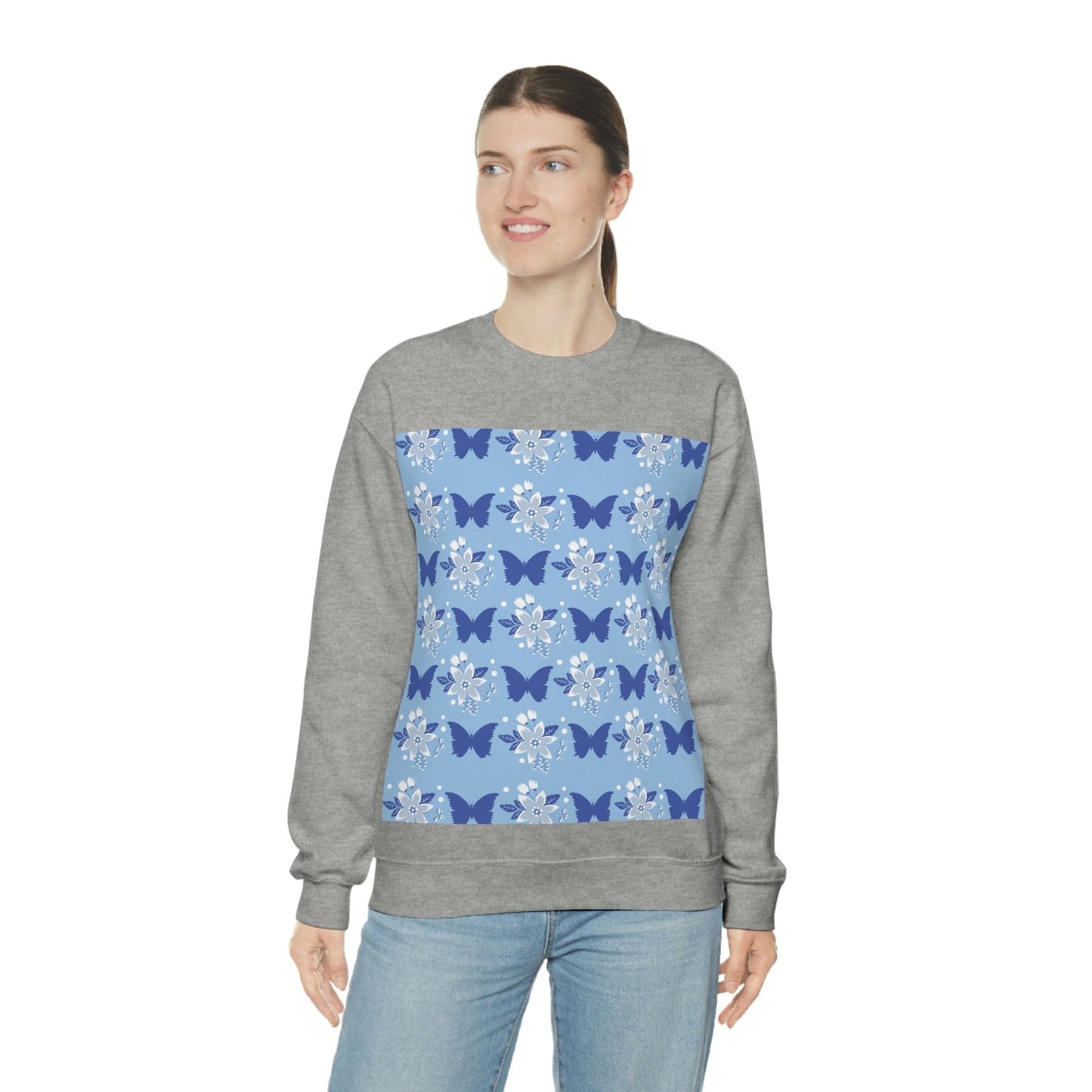 Butterfly Pattern Nature Animal Lovers Unisex Heavy Blend™ Crewneck Sweatshirt Ichaku [Perfect Gifts Selection]