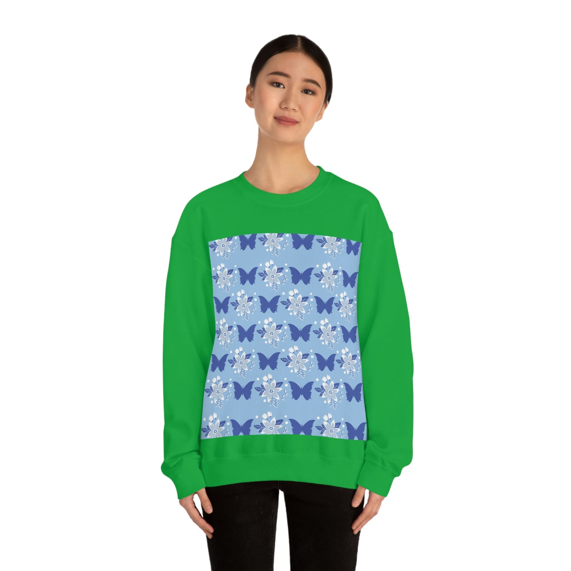 Butterfly Pattern Nature Animal Lovers Unisex Heavy Blend™ Crewneck Sweatshirt Ichaku [Perfect Gifts Selection]