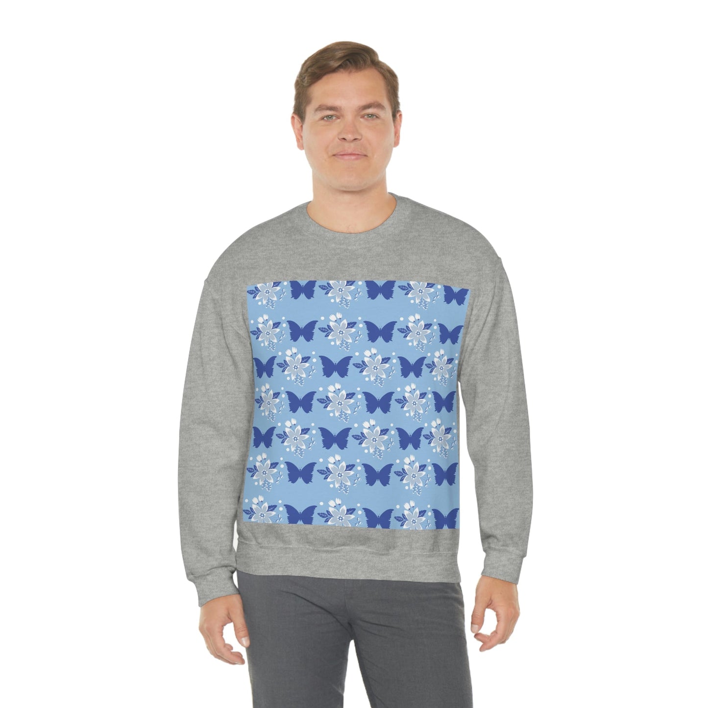 Butterfly Pattern Nature Animal Lovers Unisex Heavy Blend™ Crewneck Sweatshirt Ichaku [Perfect Gifts Selection]