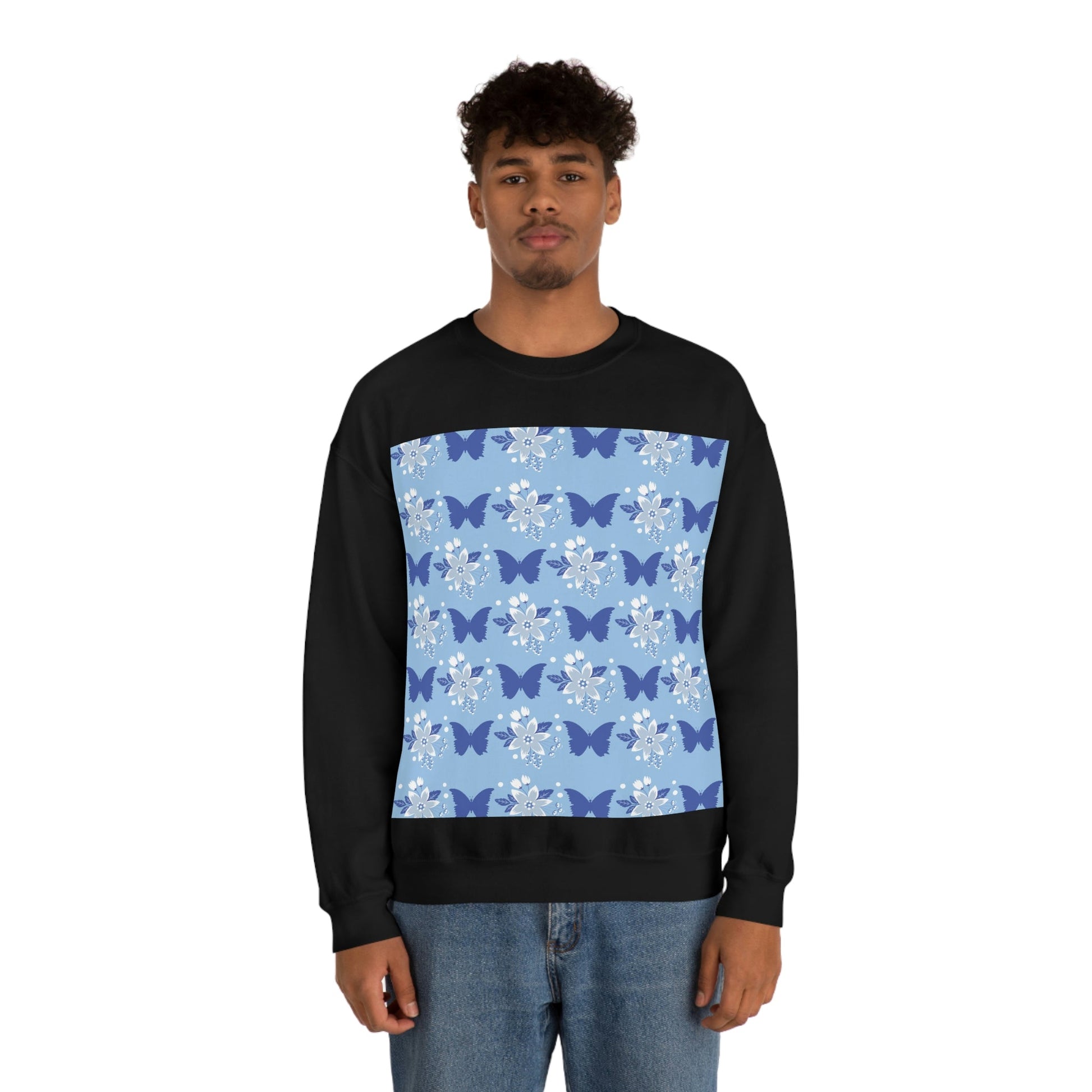 Butterfly Pattern Nature Animal Lovers Unisex Heavy Blend™ Crewneck Sweatshirt Ichaku [Perfect Gifts Selection]