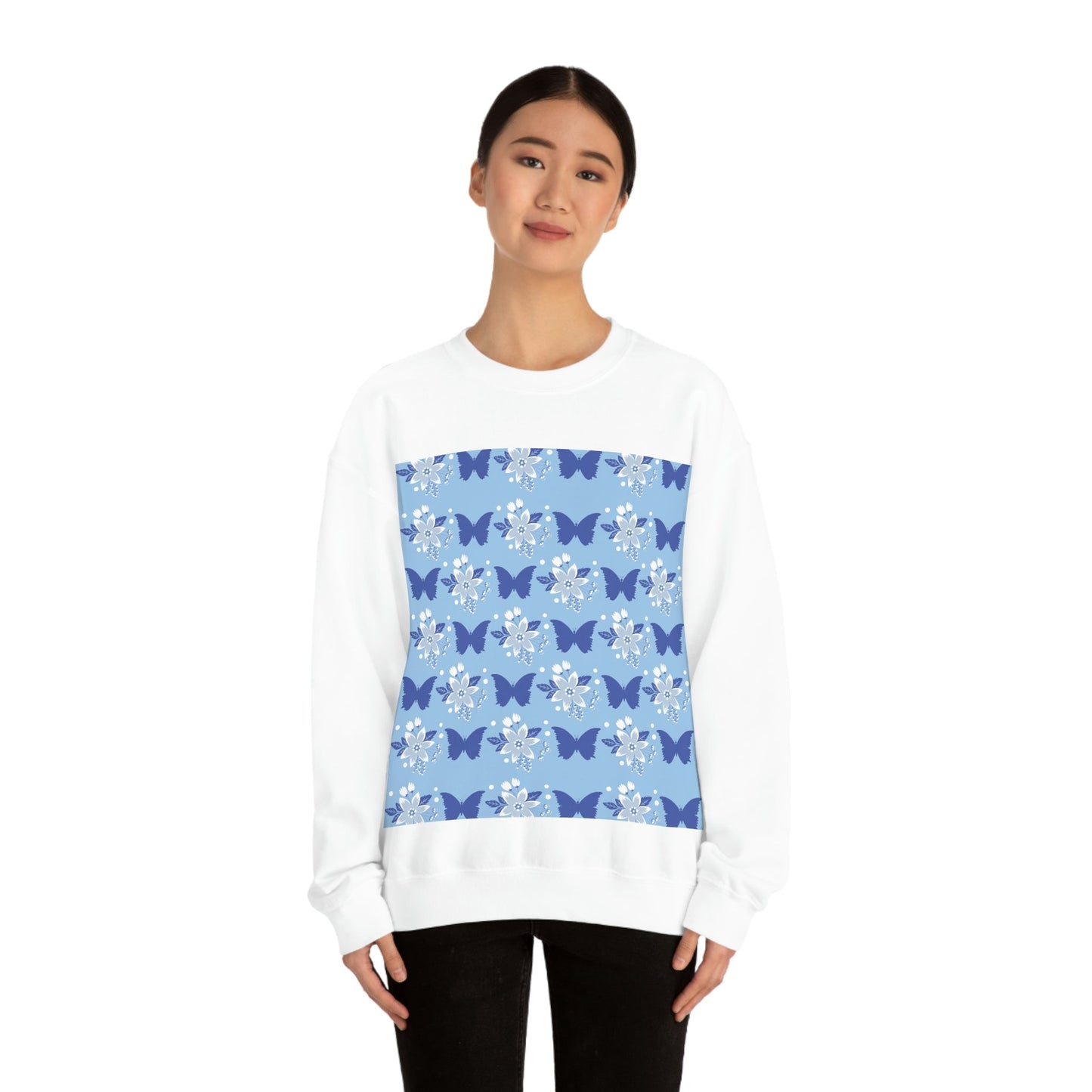 Butterfly Pattern Nature Animal Lovers Unisex Heavy Blend™ Crewneck Sweatshirt Ichaku [Perfect Gifts Selection]