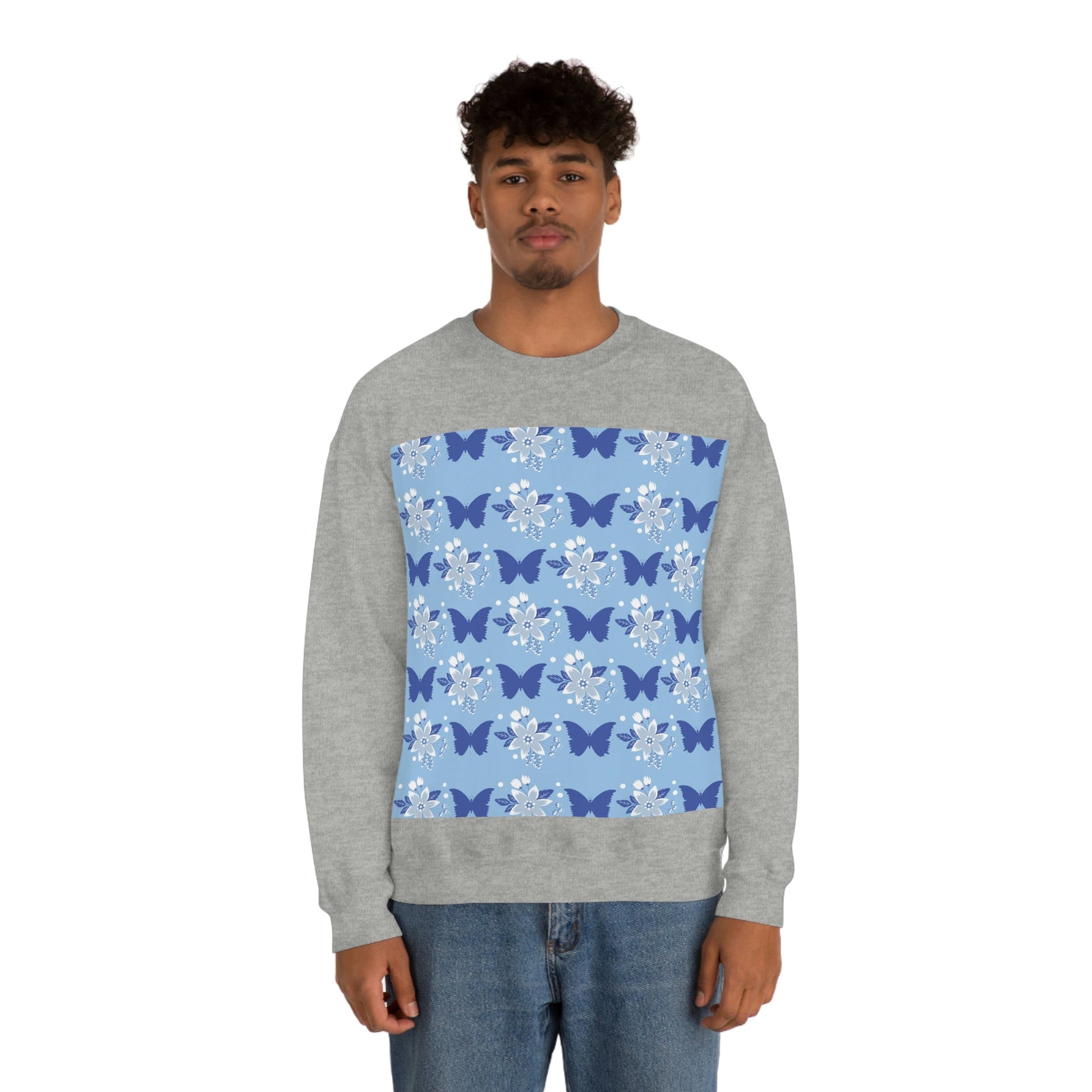 Butterfly Pattern Nature Animal Lovers Unisex Heavy Blend™ Crewneck Sweatshirt Ichaku [Perfect Gifts Selection]