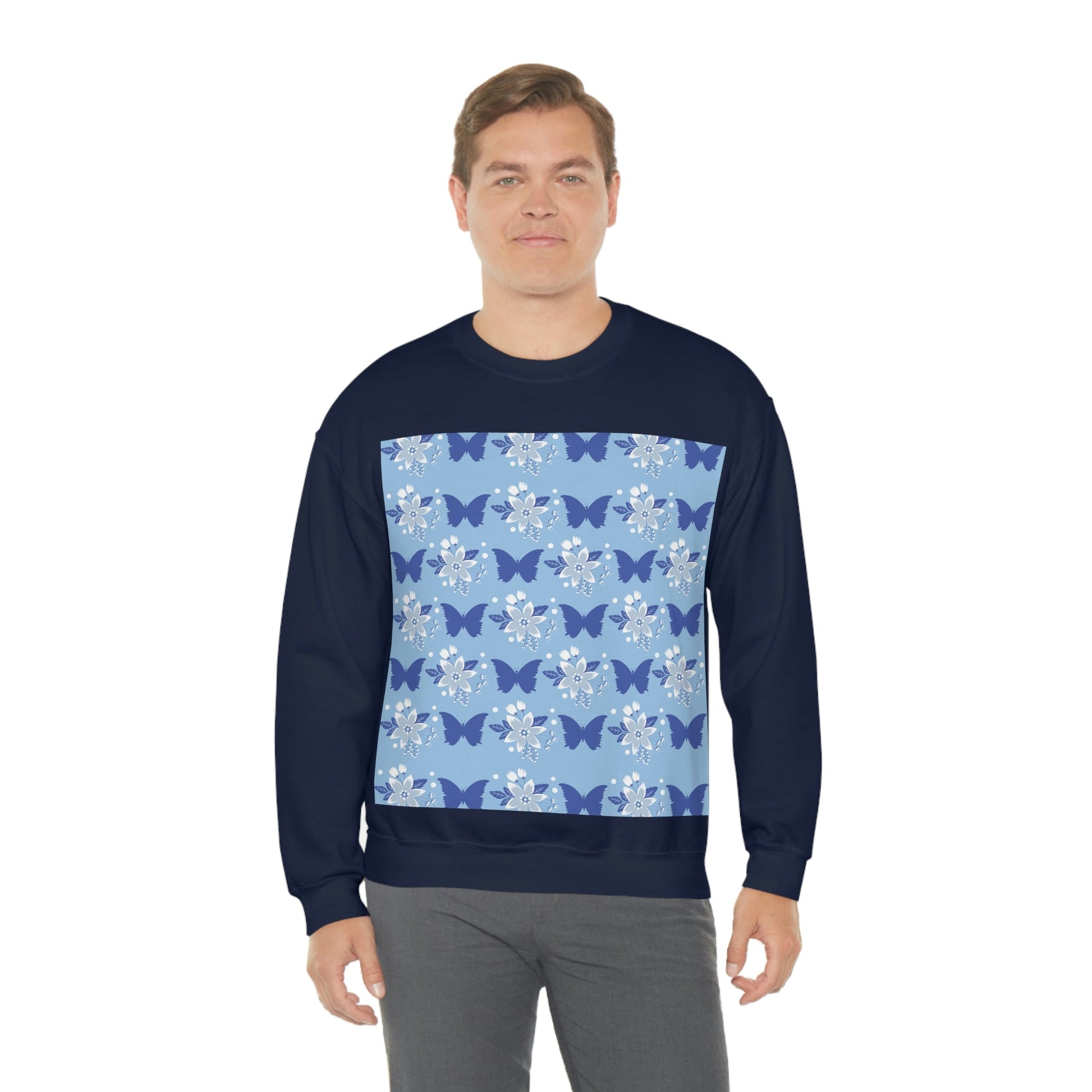 Butterfly Pattern Nature Animal Lovers Unisex Heavy Blend™ Crewneck Sweatshirt Ichaku [Perfect Gifts Selection]