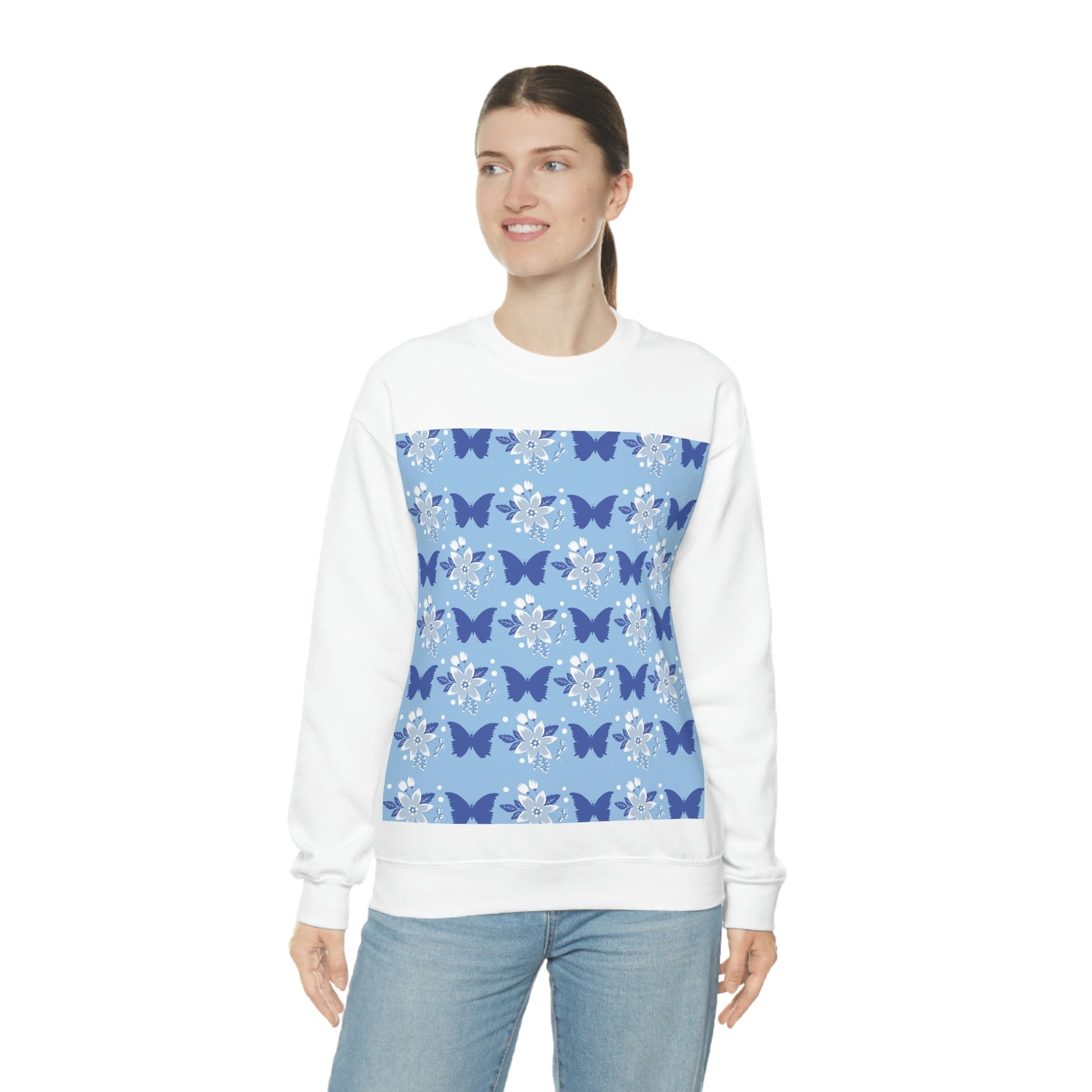 Butterfly Pattern Nature Animal Lovers Unisex Heavy Blend™ Crewneck Sweatshirt Ichaku [Perfect Gifts Selection]