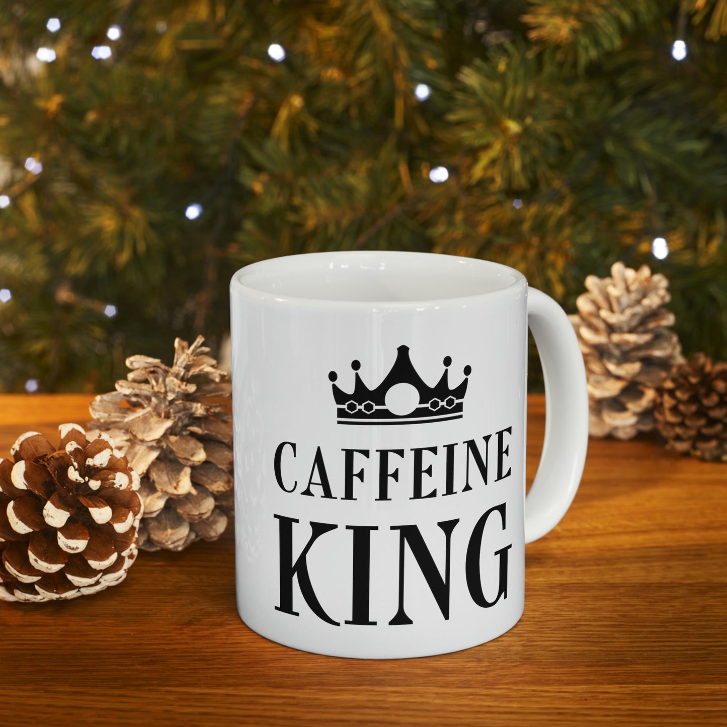 Caffeine King Quotes Coffee Lovers Ceramic Mug 11oz Ichaku [Perfect Gifts Selection]