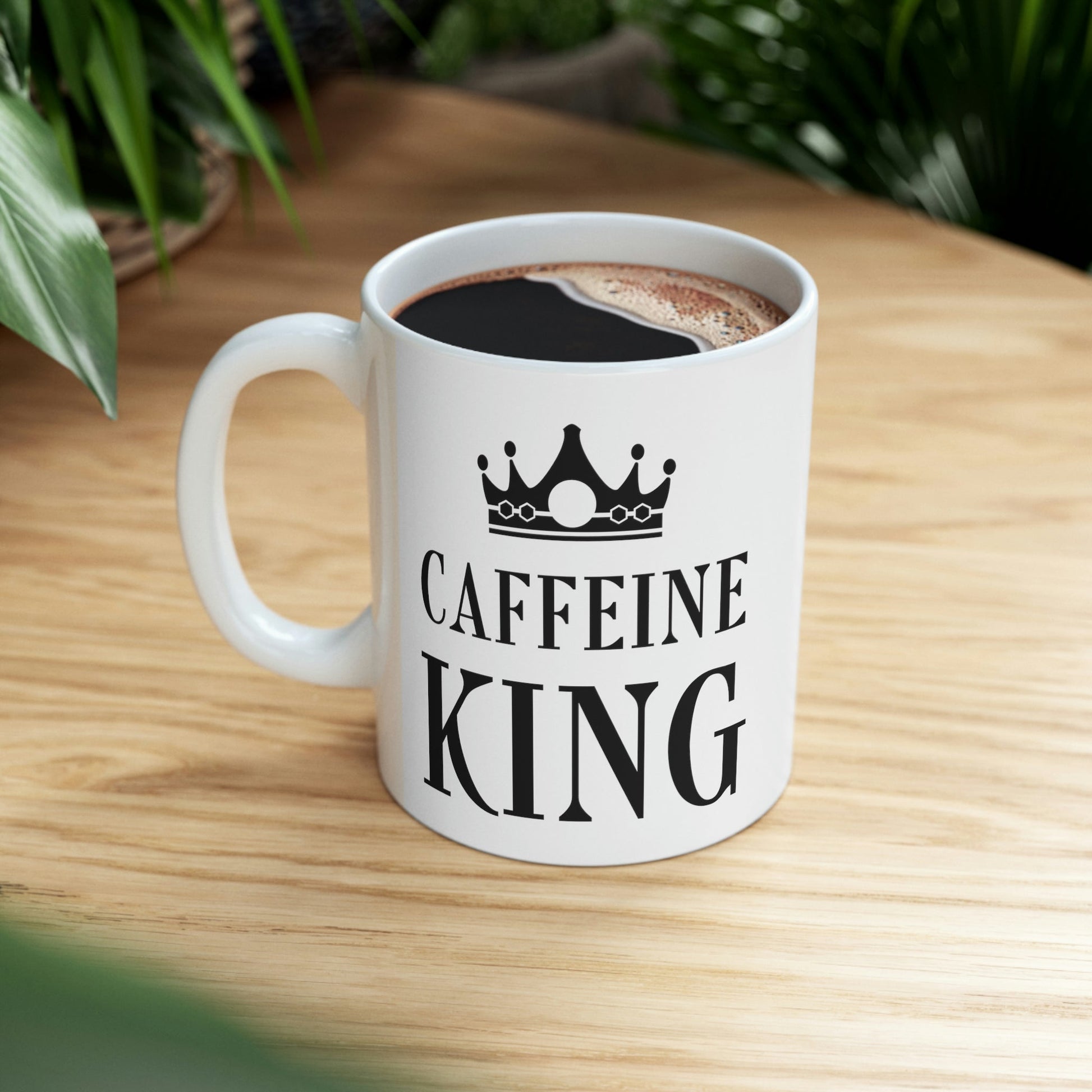 Caffeine King Quotes Coffee Lovers Ceramic Mug 11oz Ichaku [Perfect Gifts Selection]