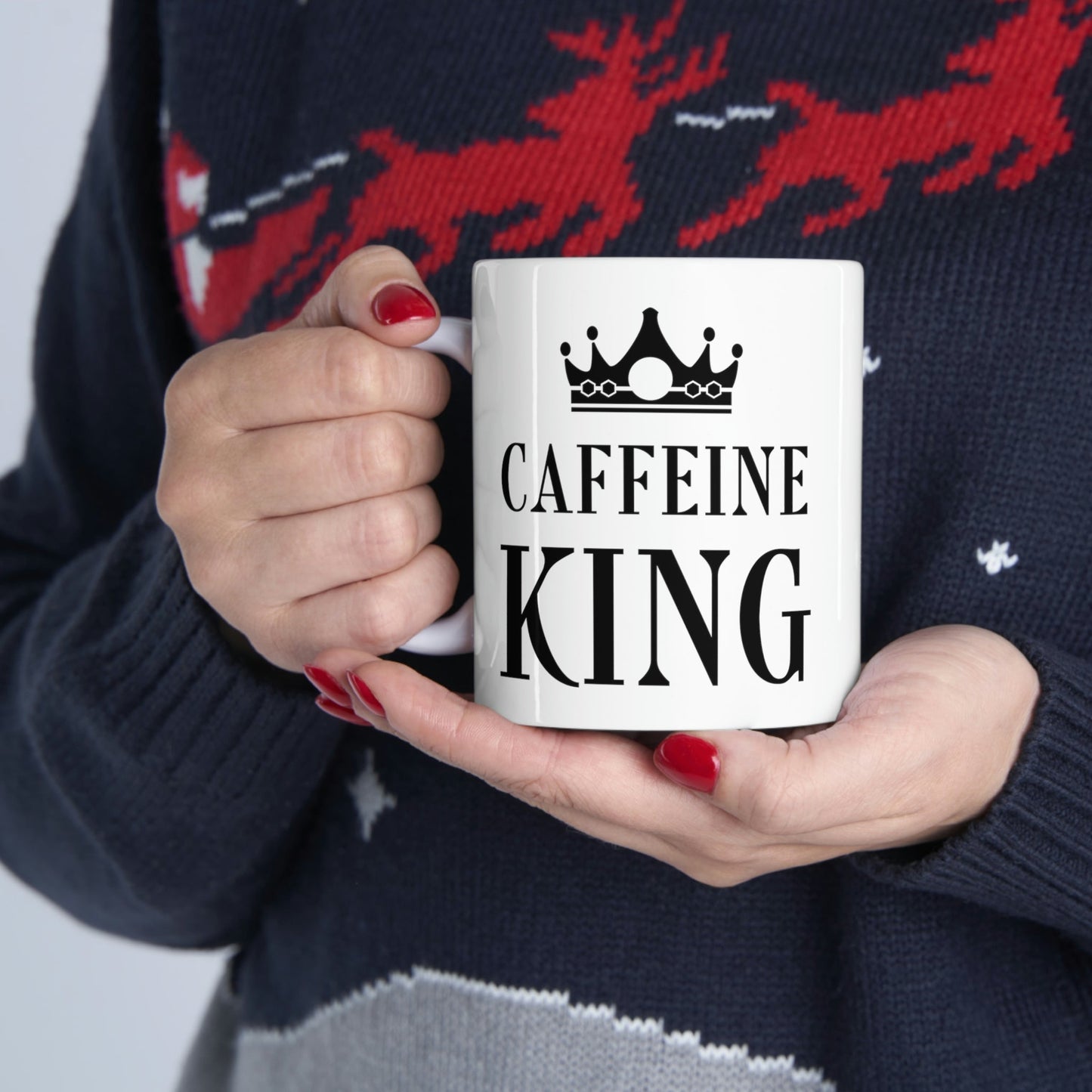 Caffeine King Quotes Coffee Lovers Ceramic Mug 11oz Ichaku [Perfect Gifts Selection]