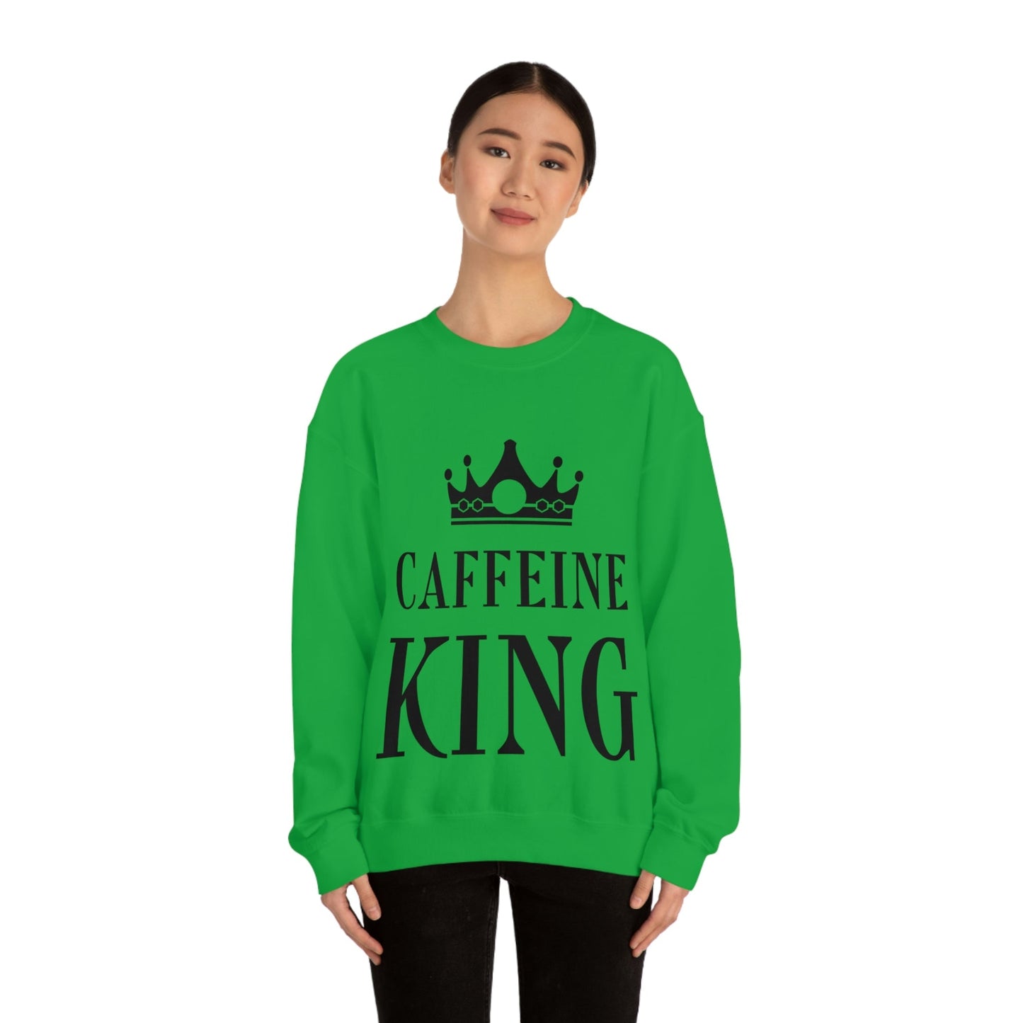 Caffeine King Quotes Coffee Lovers Unisex Heavy Blend™ Crewneck Sweatshirt Ichaku [Perfect Gifts Selection]