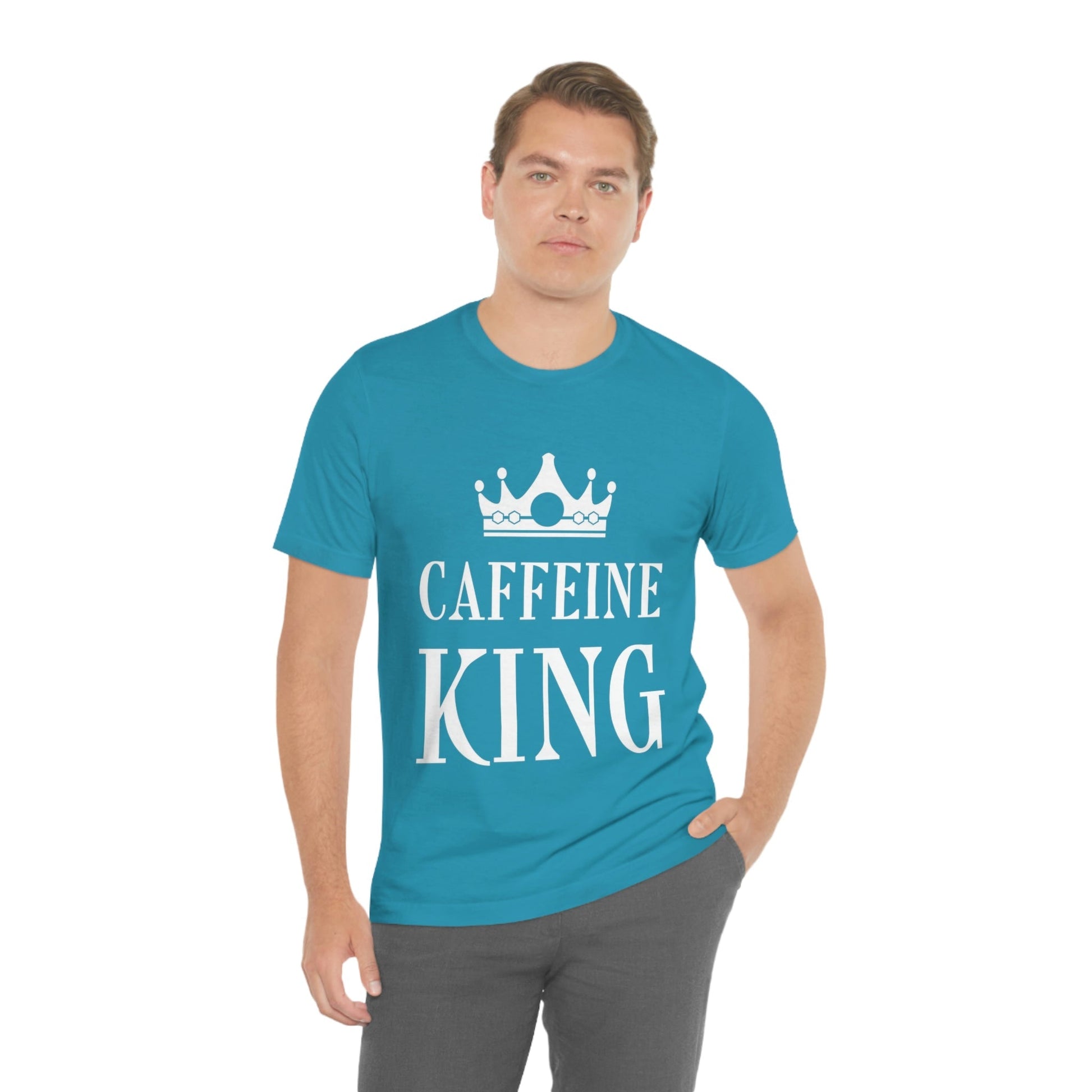 Caffeine King Quotes Coffee Lovers Unisex Jersey Short Sleeve T-Shirt Ichaku [Perfect Gifts Selection]