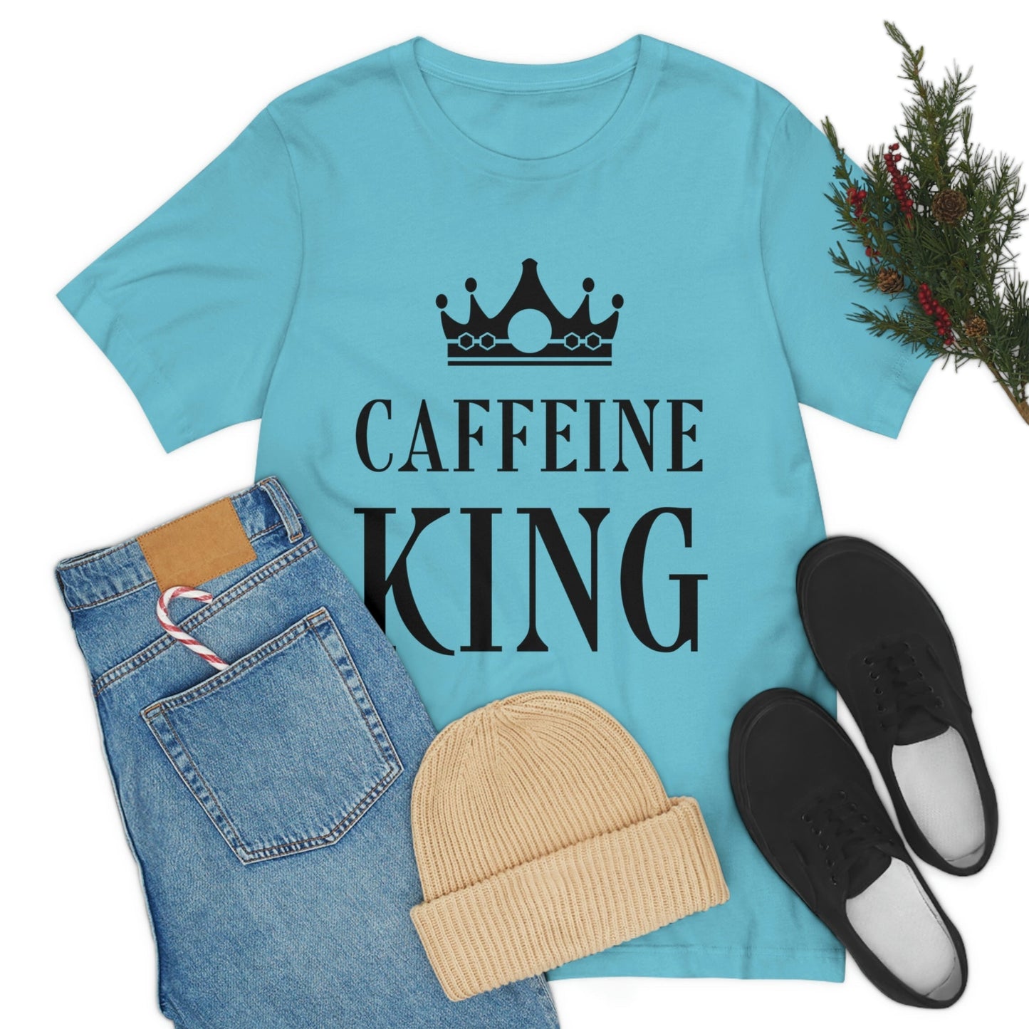 Caffeine King Quotes Coffee Lovers Unisex Jersey Short Sleeve T-Shirt Ichaku [Perfect Gifts Selection]