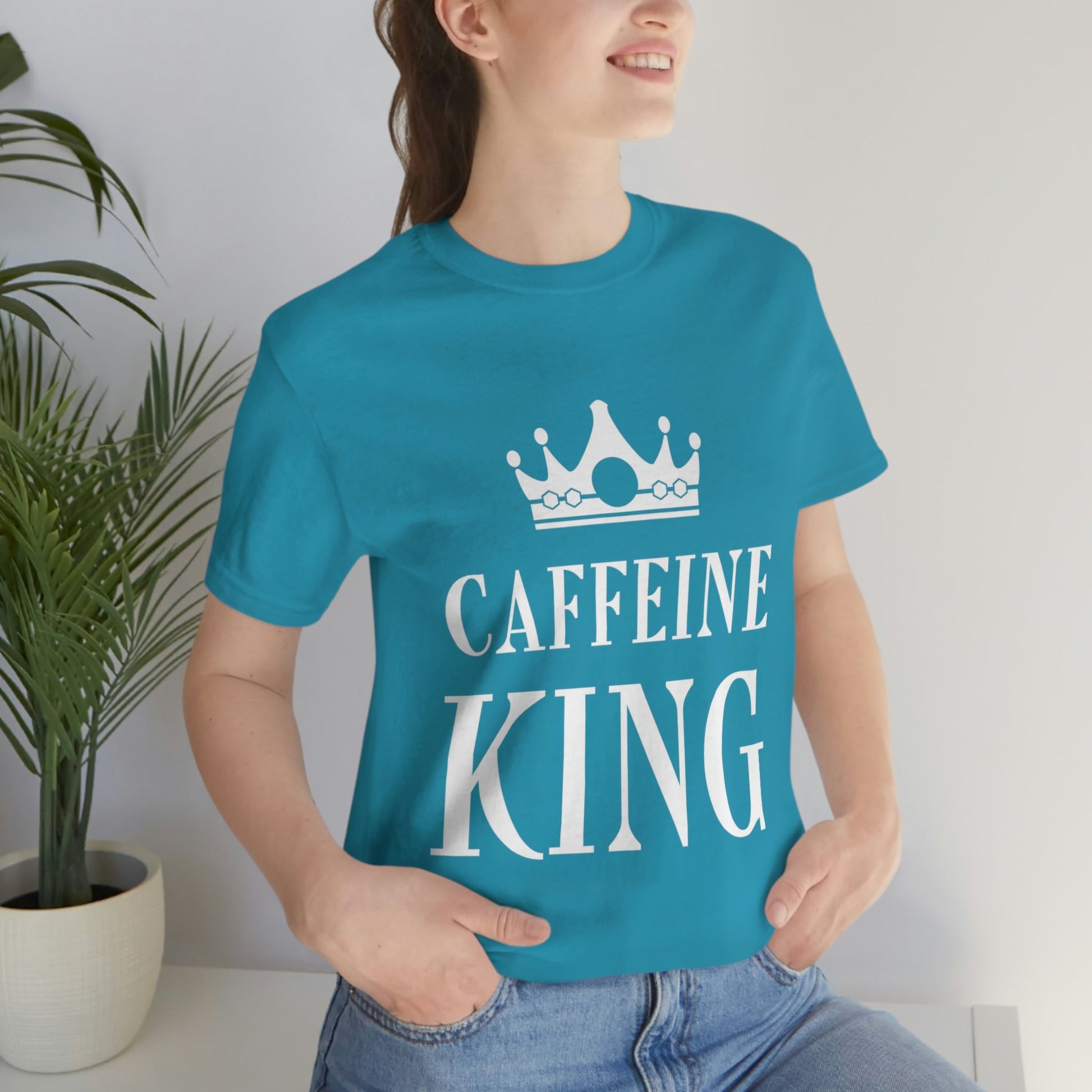 Caffeine King Quotes Coffee Lovers Unisex Jersey Short Sleeve T-Shirt Ichaku [Perfect Gifts Selection]