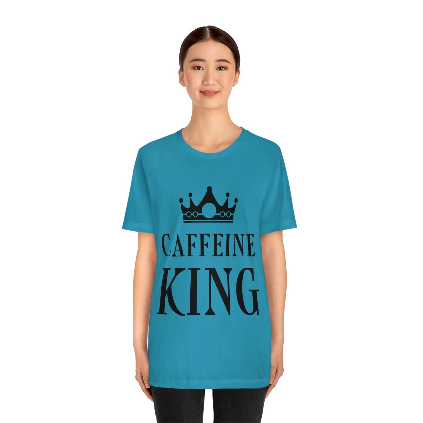 Caffeine King Quotes Coffee Lovers Unisex Jersey Short Sleeve T-Shirt Ichaku [Perfect Gifts Selection]