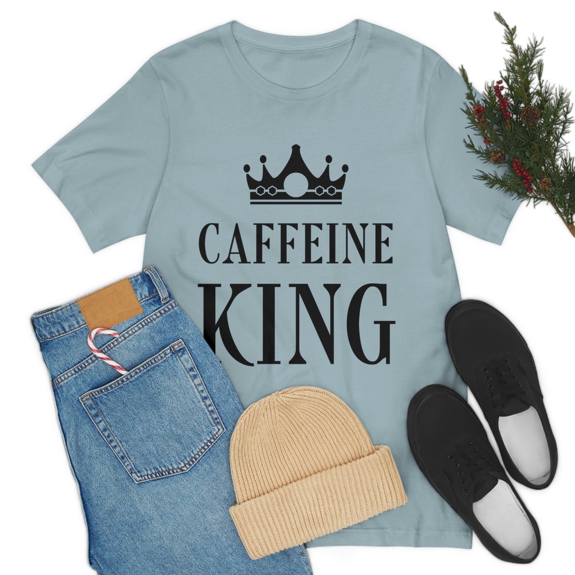 Caffeine King Quotes Coffee Lovers Unisex Jersey Short Sleeve T-Shirt Ichaku [Perfect Gifts Selection]