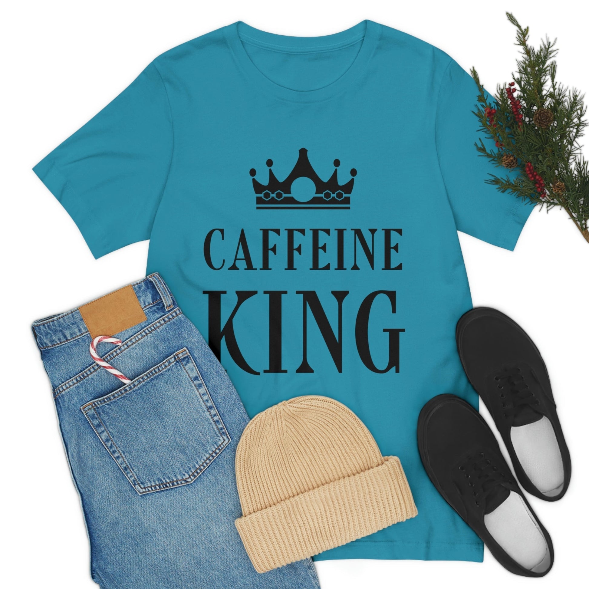 Caffeine King Quotes Coffee Lovers Unisex Jersey Short Sleeve T-Shirt Ichaku [Perfect Gifts Selection]