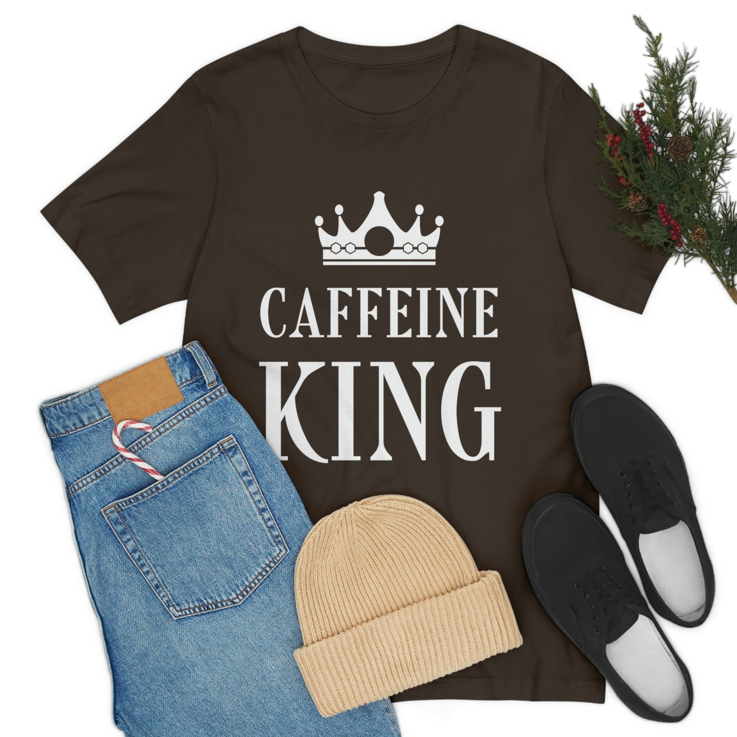 Caffeine King Quotes Coffee Lovers Unisex Jersey Short Sleeve T-Shirt Ichaku [Perfect Gifts Selection]