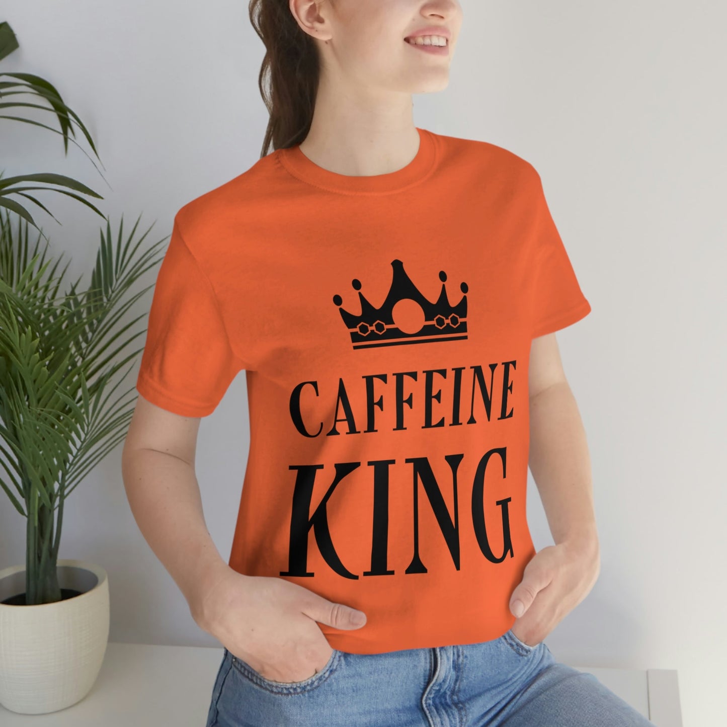 Caffeine King Quotes Coffee Lovers Unisex Jersey Short Sleeve T-Shirt Ichaku [Perfect Gifts Selection]