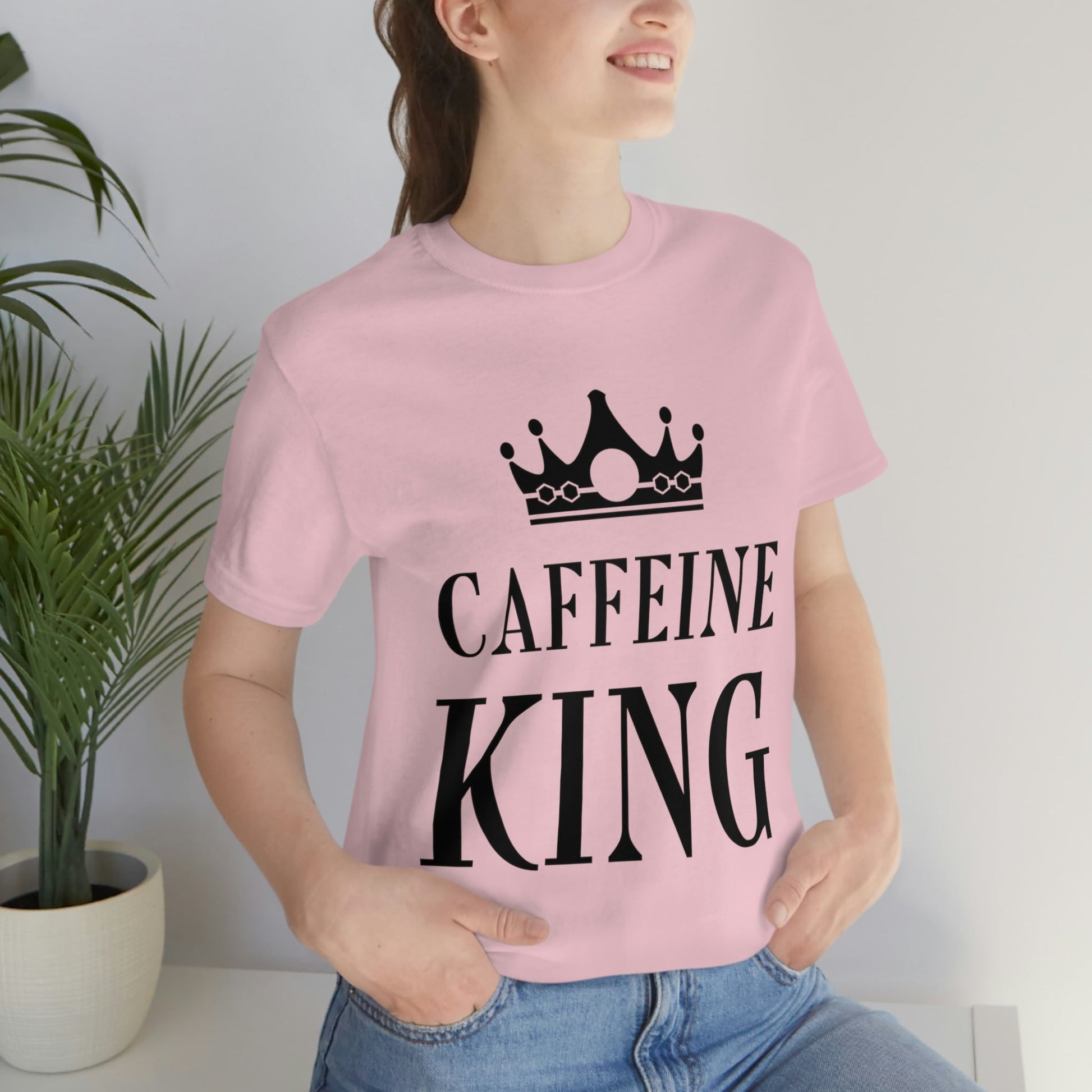 Caffeine King Quotes Coffee Lovers Unisex Jersey Short Sleeve T-Shirt Ichaku [Perfect Gifts Selection]