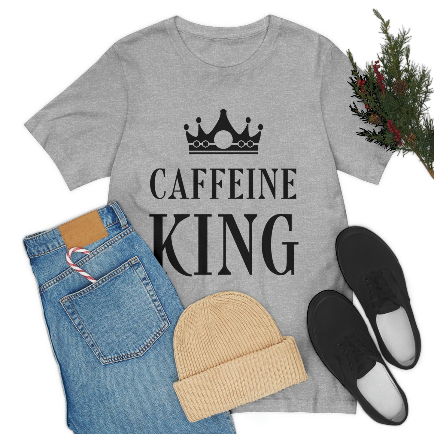 Caffeine King Quotes Coffee Lovers Unisex Jersey Short Sleeve T-Shirt Ichaku [Perfect Gifts Selection]