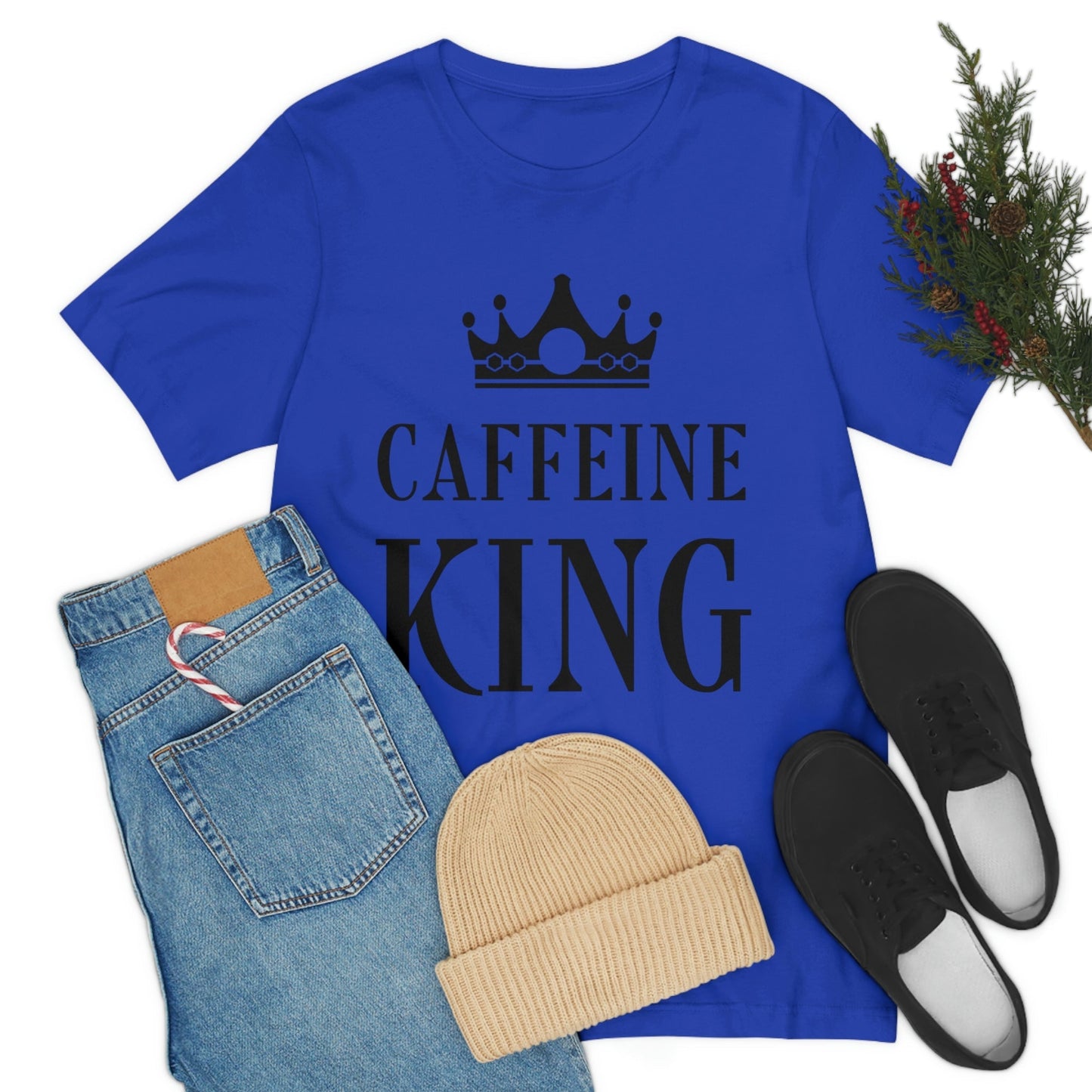 Caffeine King Quotes Coffee Lovers Unisex Jersey Short Sleeve T-Shirt Ichaku [Perfect Gifts Selection]