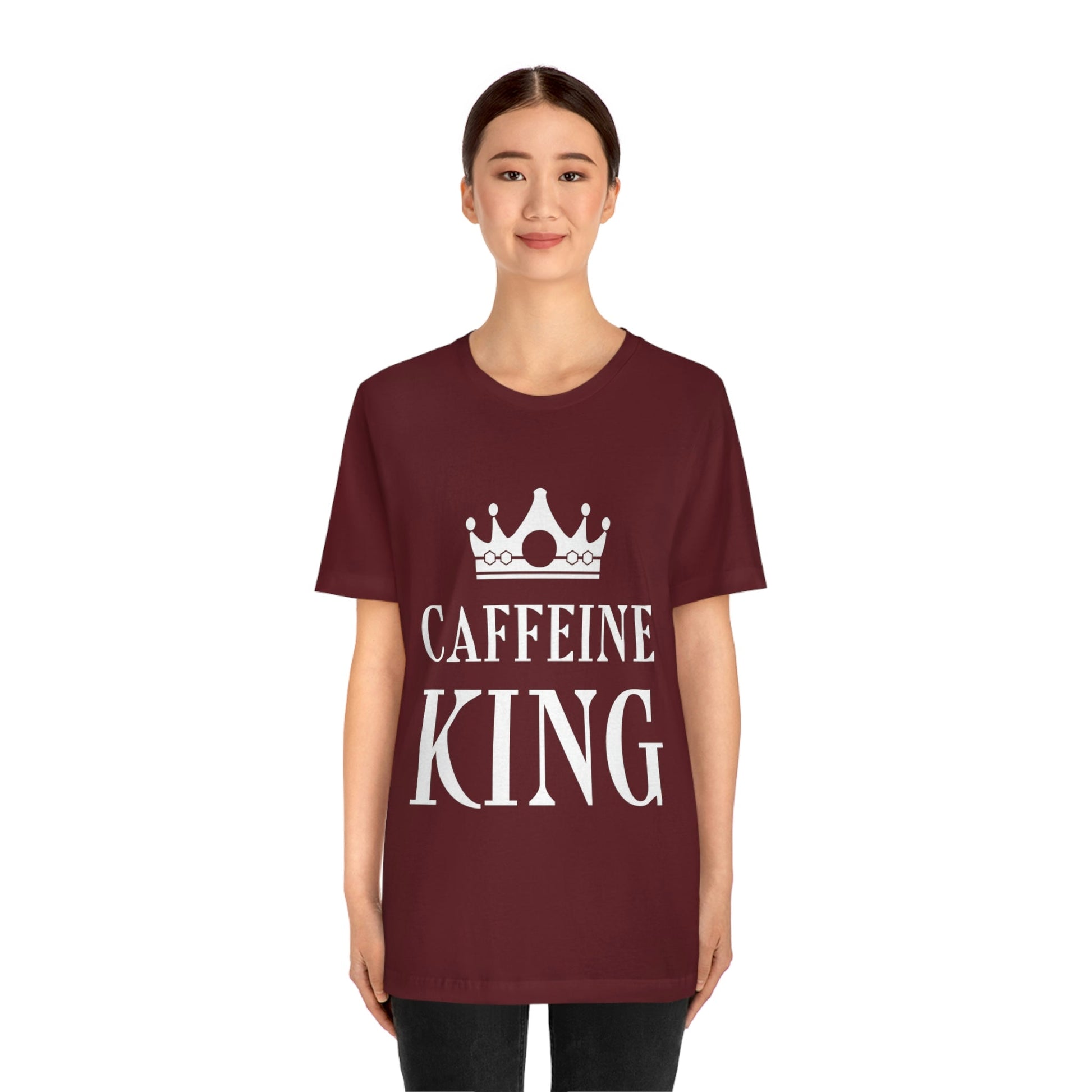 Caffeine King Quotes Coffee Lovers Unisex Jersey Short Sleeve T-Shirt Ichaku [Perfect Gifts Selection]