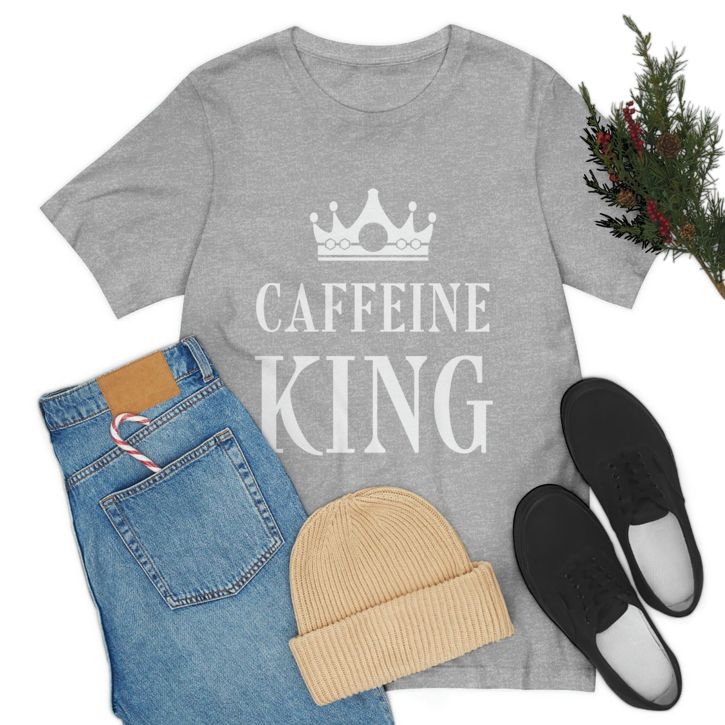 Caffeine King Quotes Coffee Lovers Unisex Jersey Short Sleeve T-Shirt Ichaku [Perfect Gifts Selection]