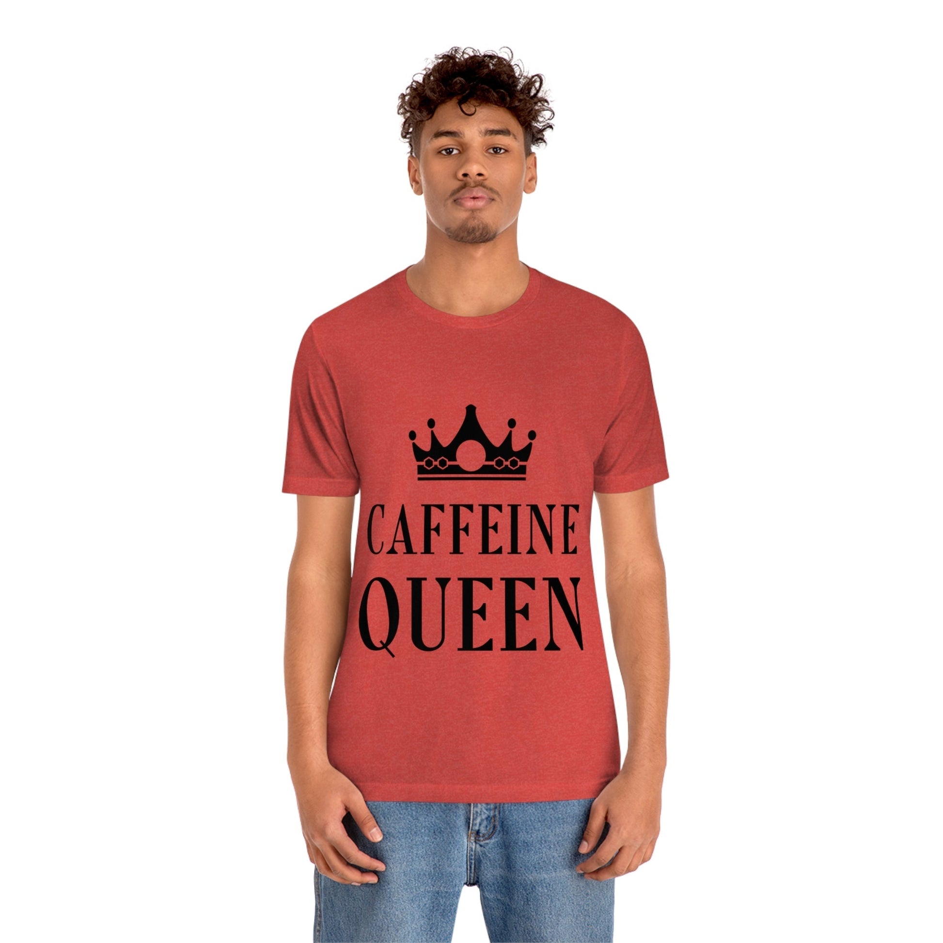 Caffeine Queen Quotes Coffee Lovers Typography Unisex Jersey Short Sleeve T-Shirt Ichaku [Perfect Gifts Selection]