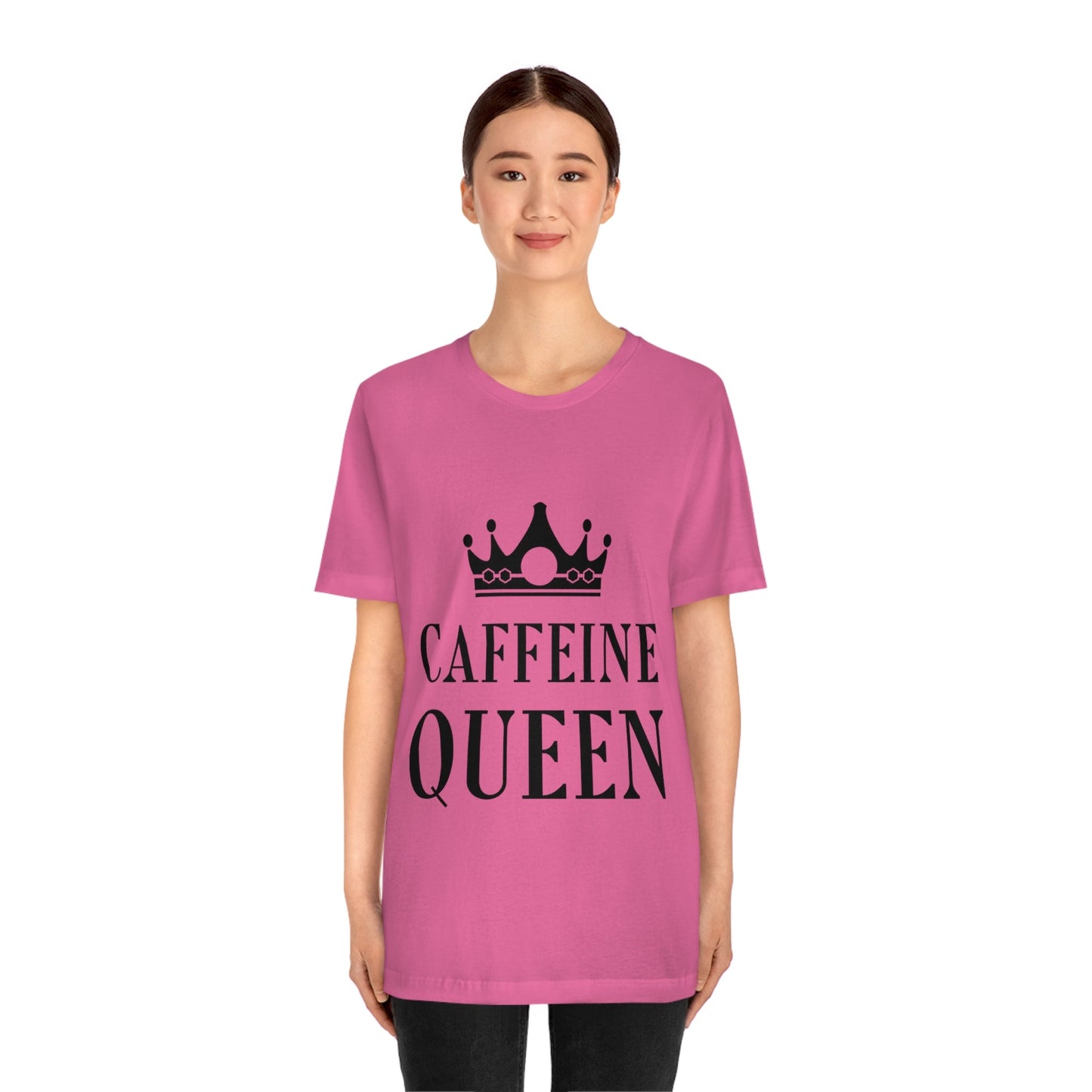 Caffeine Queen Quotes Coffee Lovers Typography Unisex Jersey Short Sleeve T-Shirt Ichaku [Perfect Gifts Selection]