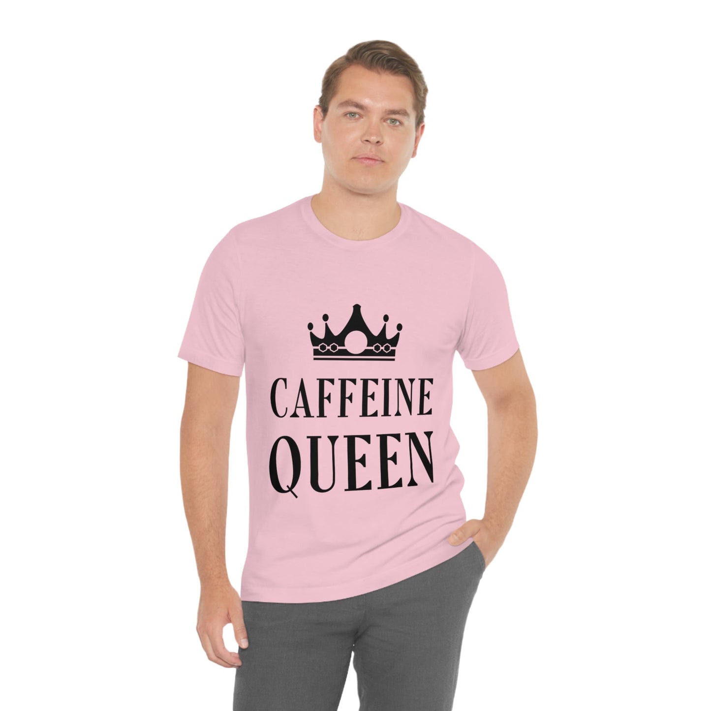 Caffeine Queen Quotes Coffee Lovers Typography Unisex Jersey Short Sleeve T-Shirt Ichaku [Perfect Gifts Selection]