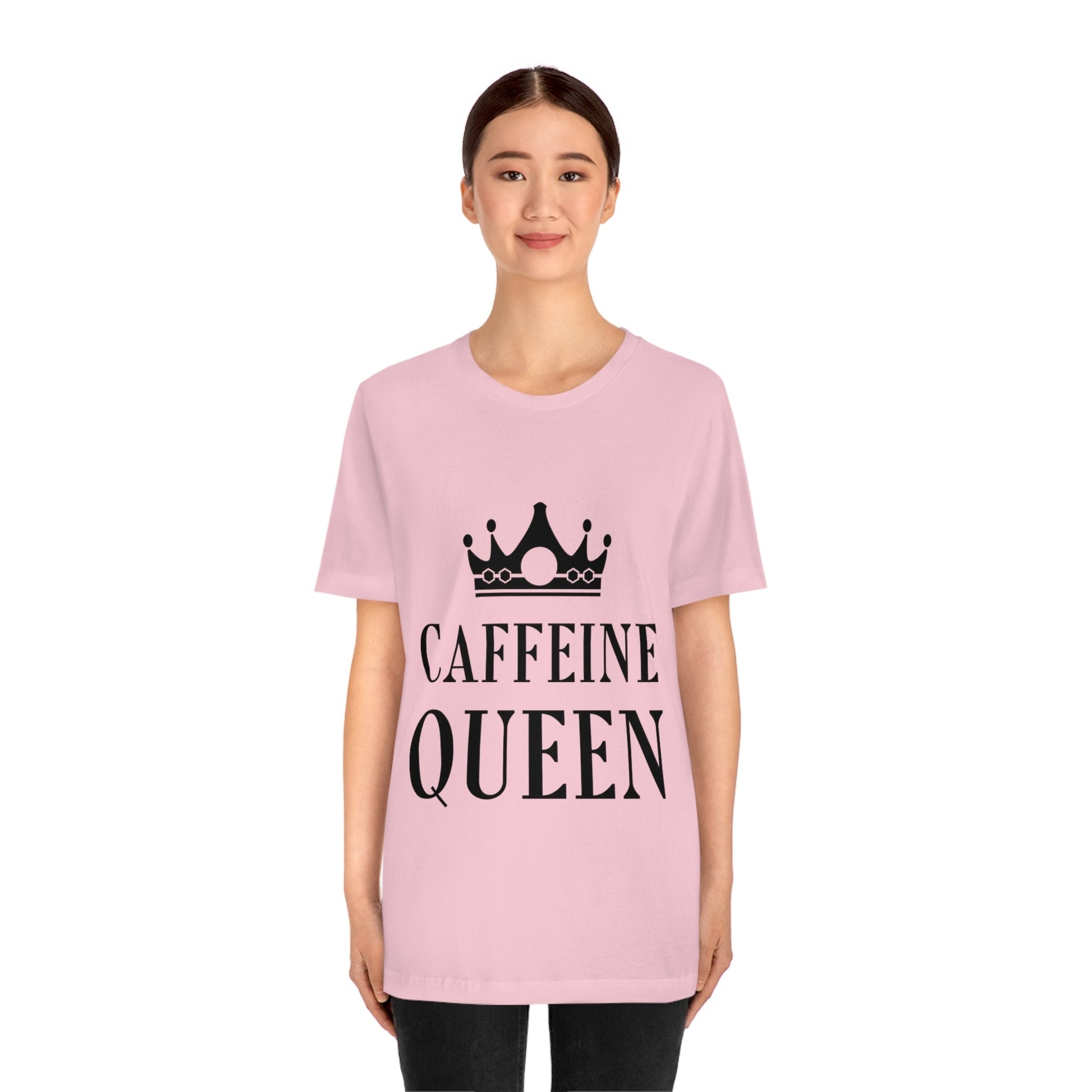 Caffeine Queen Quotes Coffee Lovers Typography Unisex Jersey Short Sleeve T-Shirt Ichaku [Perfect Gifts Selection]