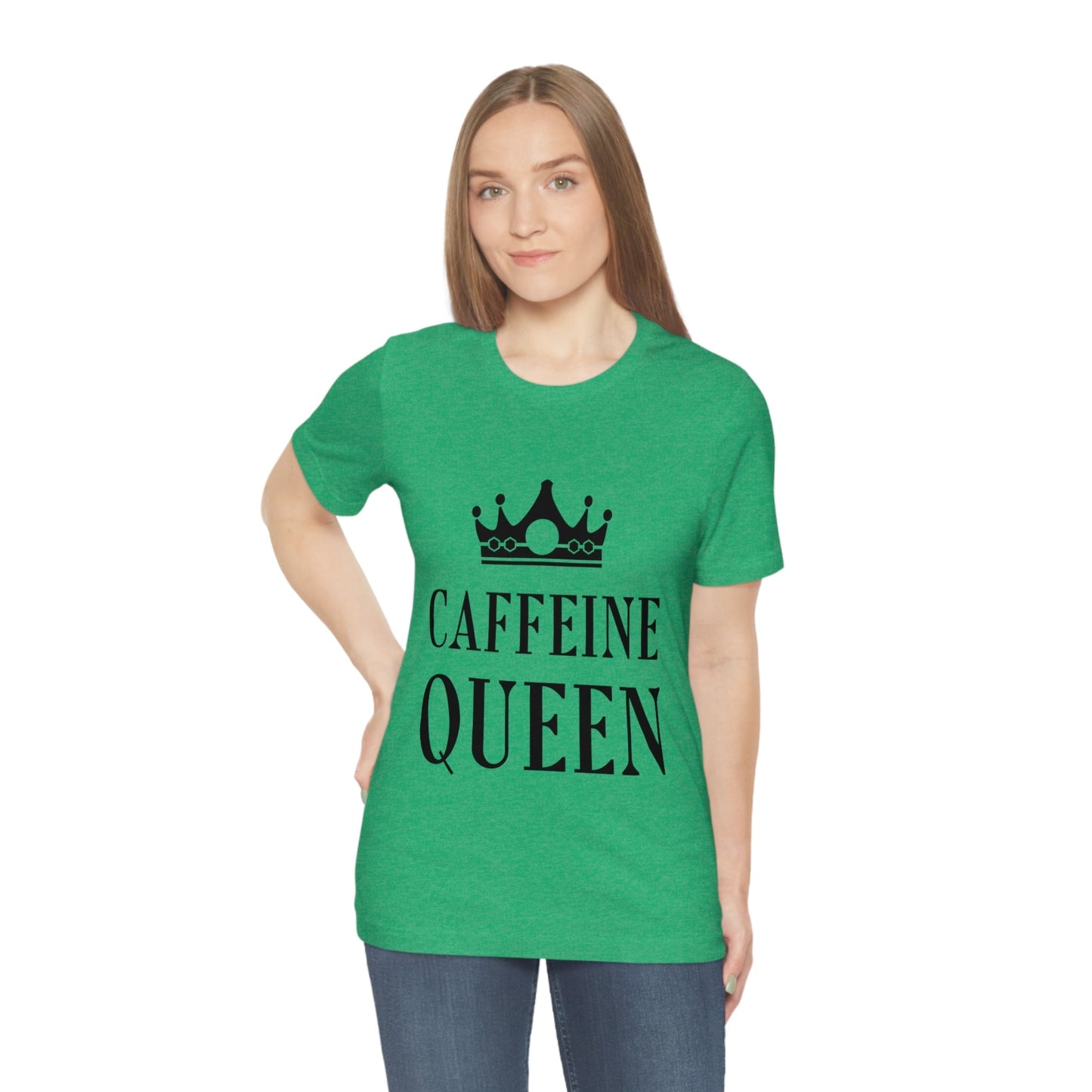 Caffeine Queen Quotes Coffee Lovers Typography Unisex Jersey Short Sleeve T-Shirt Ichaku [Perfect Gifts Selection]