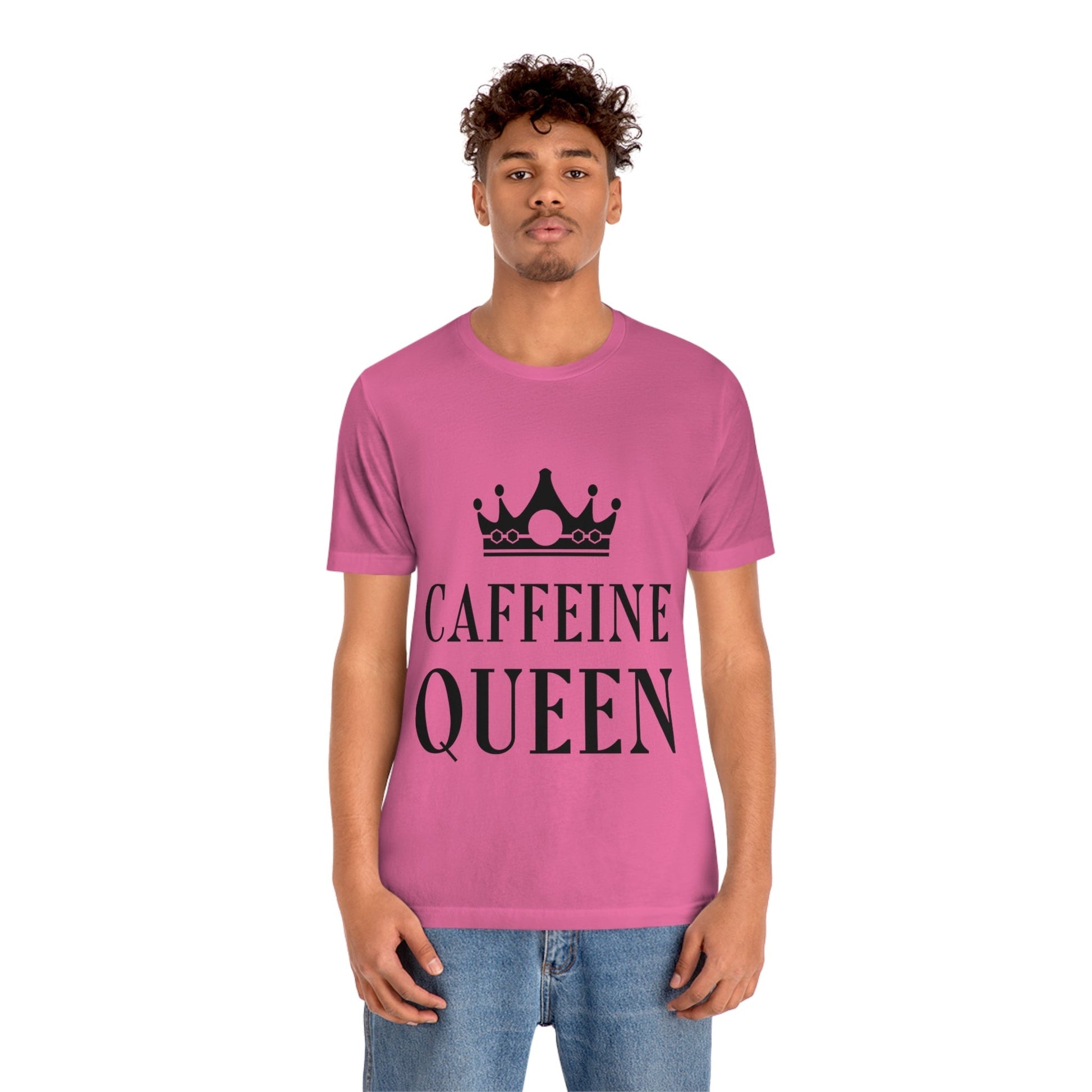 Caffeine Queen Quotes Coffee Lovers Typography Unisex Jersey Short Sleeve T-Shirt Ichaku [Perfect Gifts Selection]