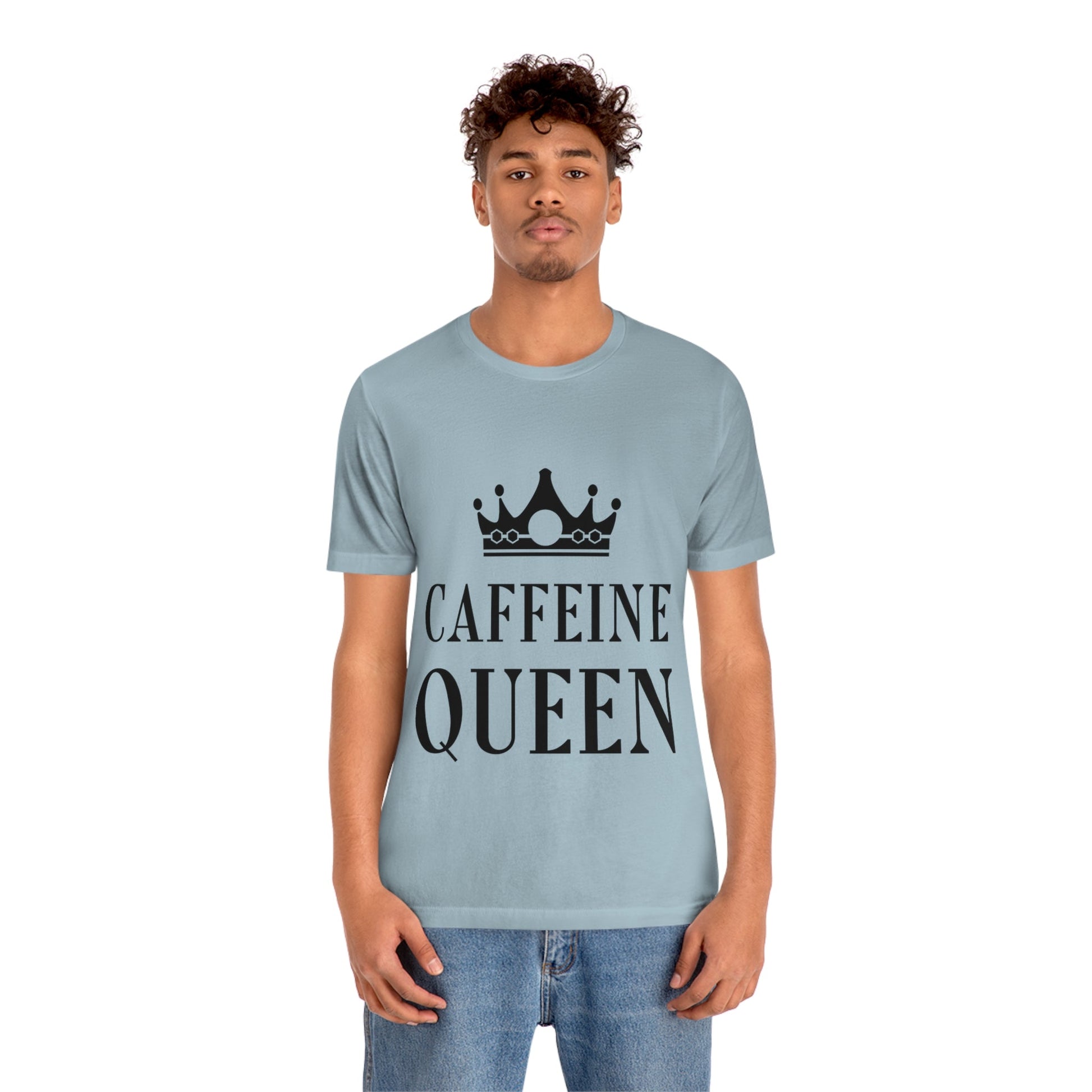 Caffeine Queen Quotes Coffee Lovers Typography Unisex Jersey Short Sleeve T-Shirt Ichaku [Perfect Gifts Selection]