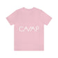 Camping Typography Minimal Art Unisex Jersey Short Sleeve T-Shirt Ichaku [Perfect Gifts Selection]