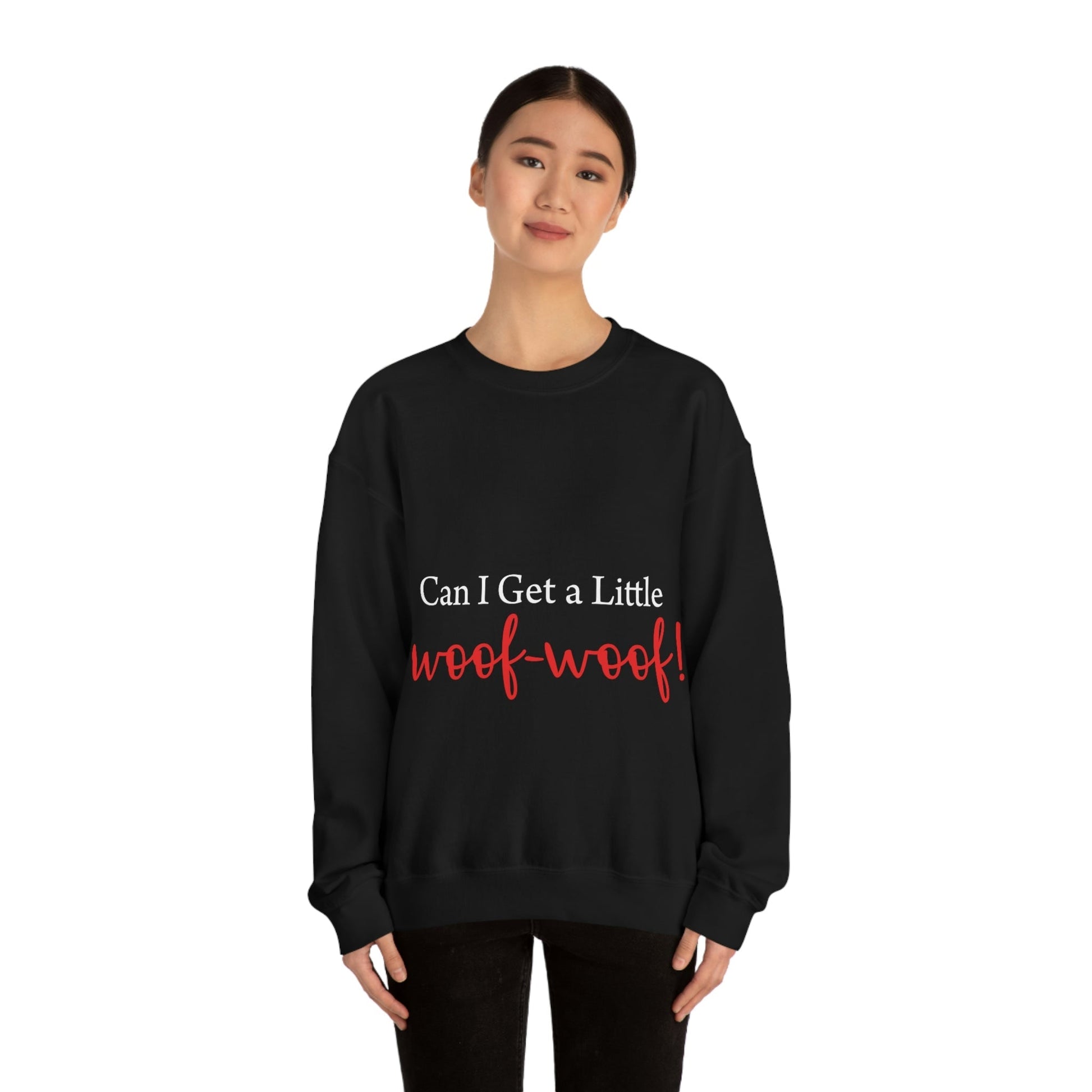 Can I Get a Little Woof Woof Puppy Love Quotes Unisex Heavy Blend™ Crewneck Sweatshirt Ichaku [Perfect Gifts Selection]