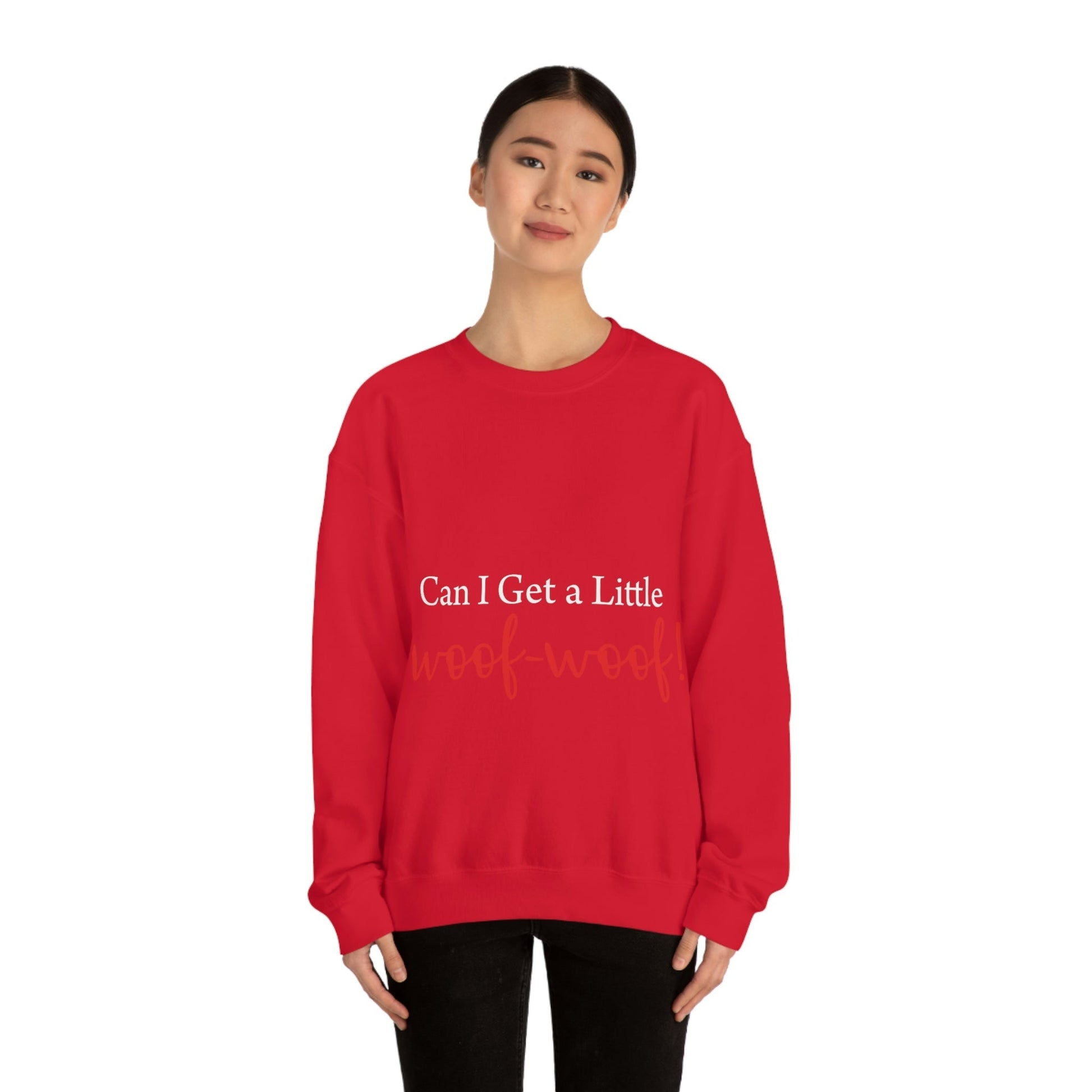 Can I Get a Little Woof Woof Puppy Love Quotes Unisex Heavy Blend™ Crewneck Sweatshirt Ichaku [Perfect Gifts Selection]