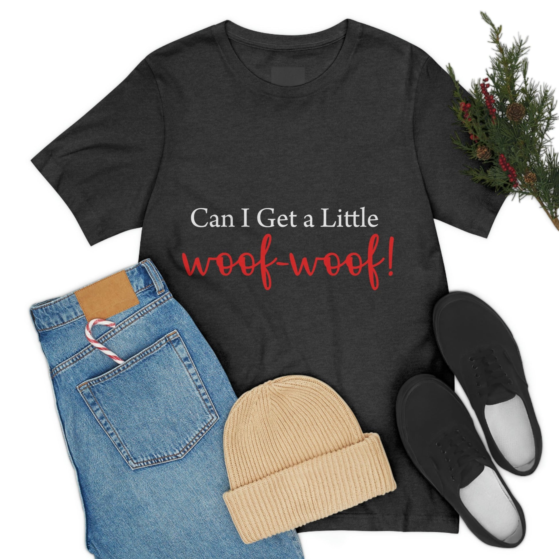 Can I Get a Little Woof Woof Puppy Love Quotes White Text Unisex Jersey Short Sleeve T-Shirt Ichaku [Perfect Gifts Selection]