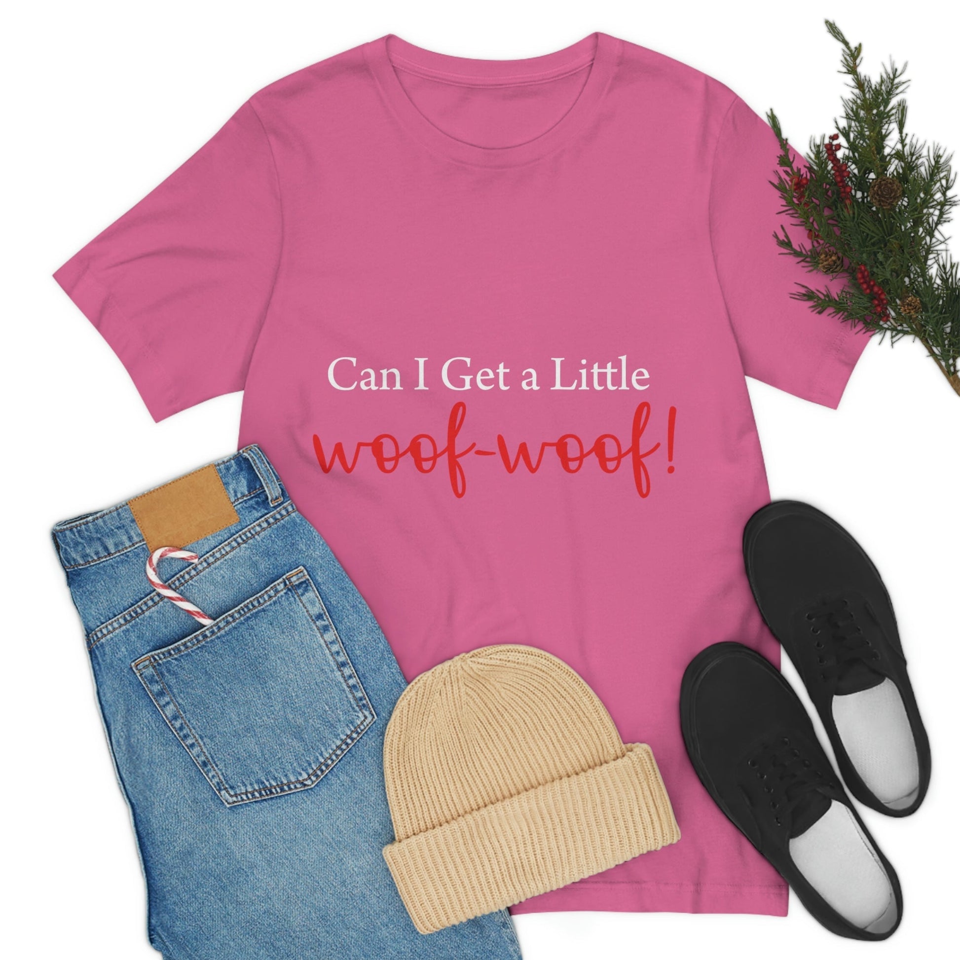 Can I Get a Little Woof Woof Puppy Love Quotes White Text Unisex Jersey Short Sleeve T-Shirt Ichaku [Perfect Gifts Selection]