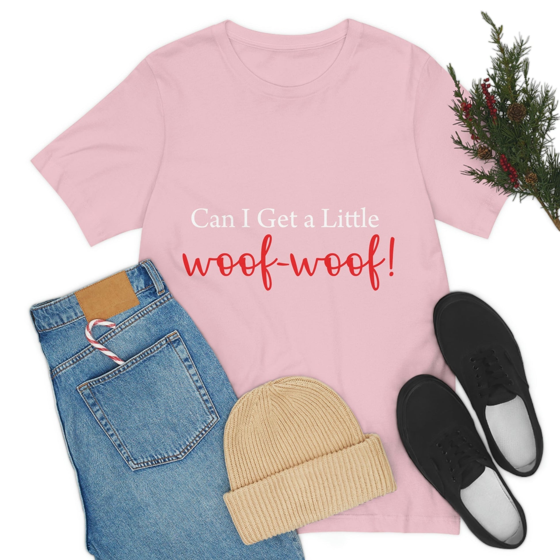 Can I Get a Little Woof Woof Puppy Love Quotes White Text Unisex Jersey Short Sleeve T-Shirt Ichaku [Perfect Gifts Selection]