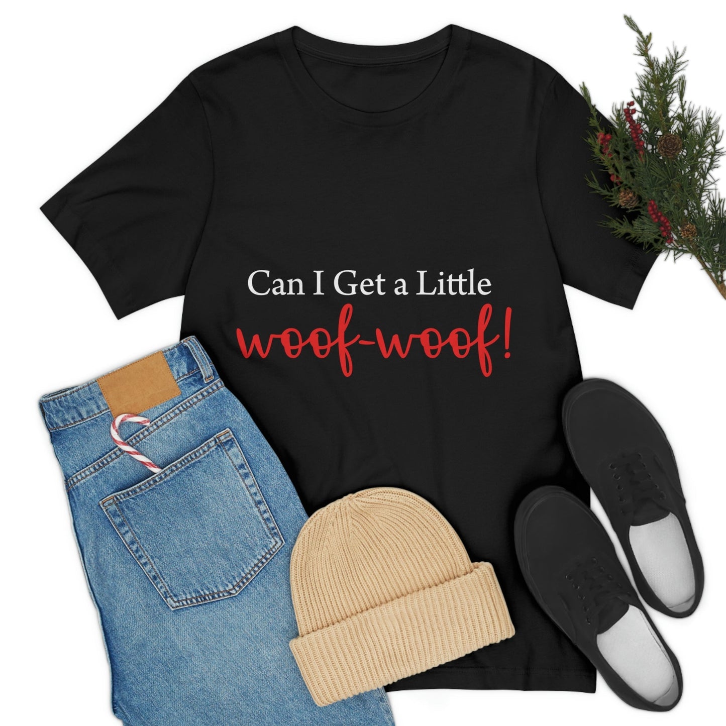 Can I Get a Little Woof Woof Puppy Love Quotes White Text Unisex Jersey Short Sleeve T-Shirt Ichaku [Perfect Gifts Selection]