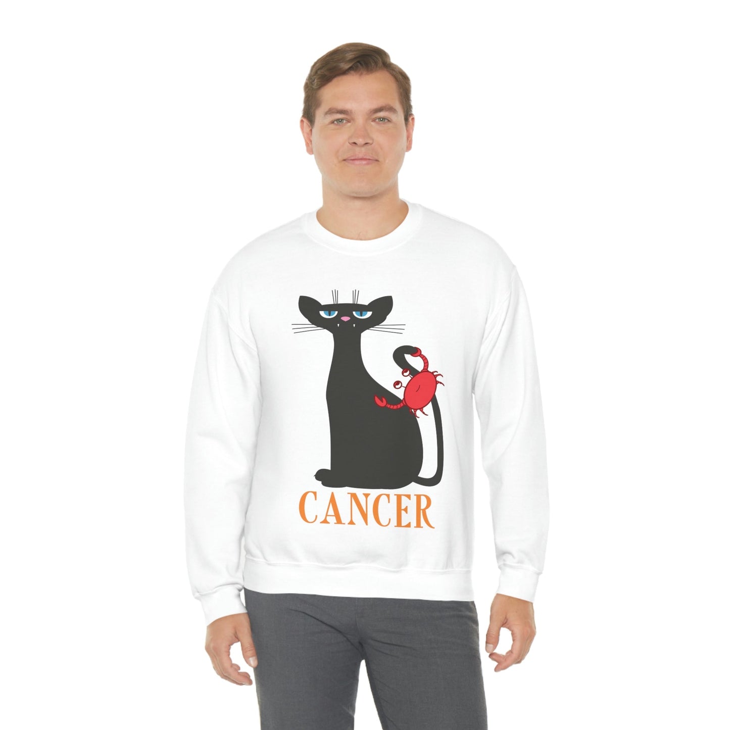 Cancer Cat Zodiac Sign Unisex Heavy Blend™ Crewneck Sweatshirt Ichaku [Perfect Gifts Selection]