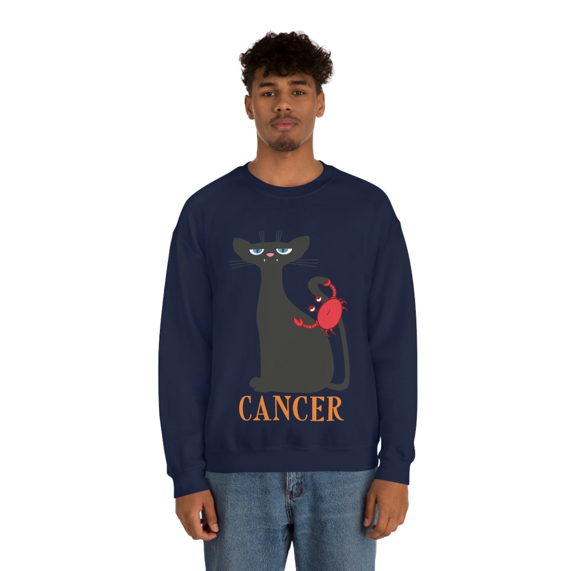 Cancer Cat Zodiac Sign Unisex Heavy Blend™ Crewneck Sweatshirt Ichaku [Perfect Gifts Selection]