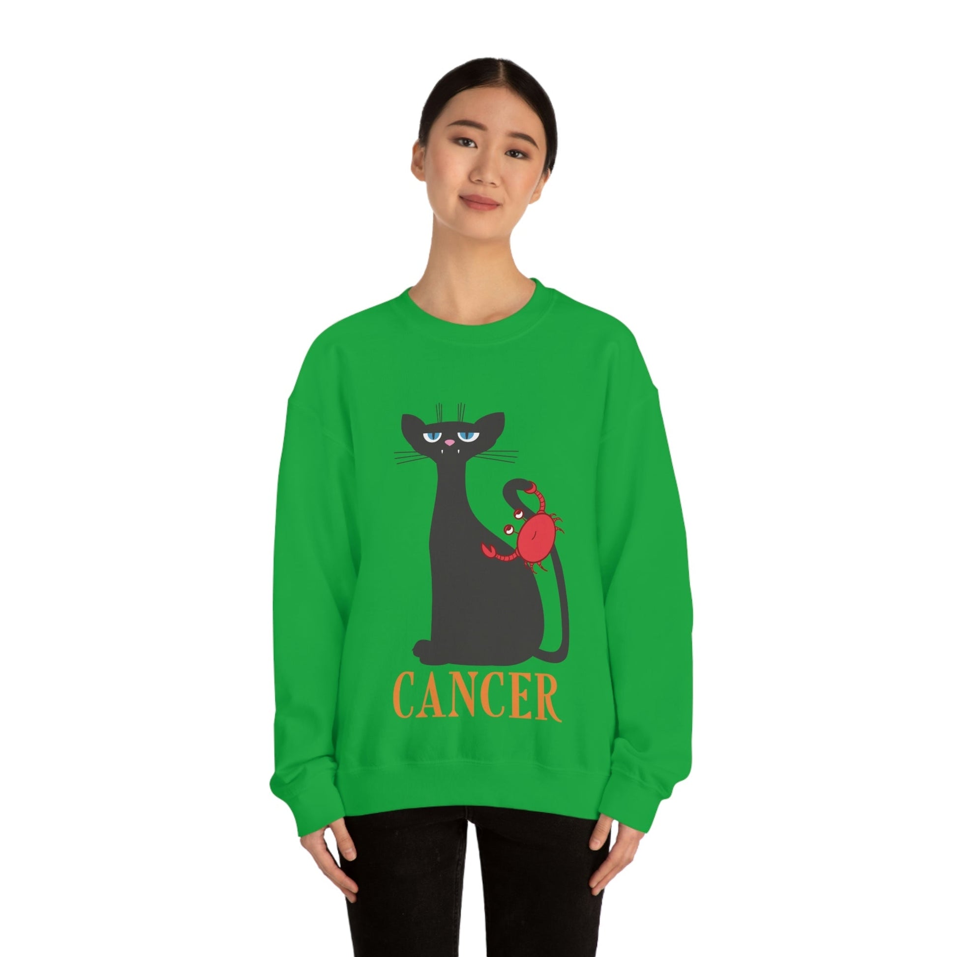 Cancer Cat Zodiac Sign Unisex Heavy Blend™ Crewneck Sweatshirt Ichaku [Perfect Gifts Selection]