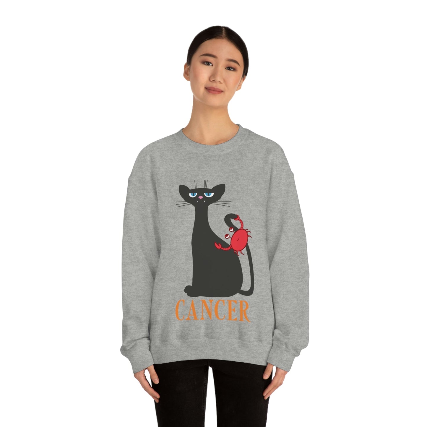 Cancer Cat Zodiac Sign Unisex Heavy Blend™ Crewneck Sweatshirt Ichaku [Perfect Gifts Selection]