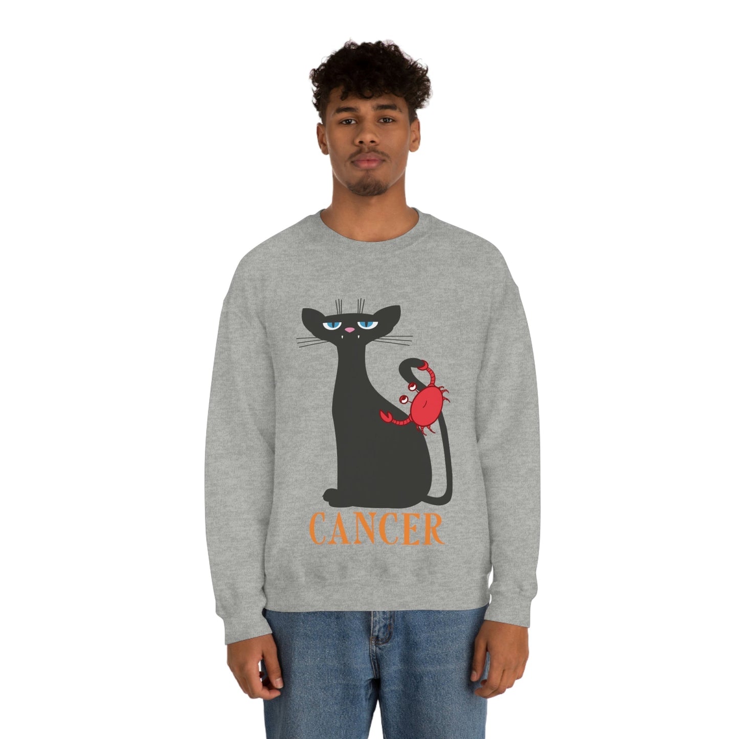 Cancer Cat Zodiac Sign Unisex Heavy Blend™ Crewneck Sweatshirt Ichaku [Perfect Gifts Selection]