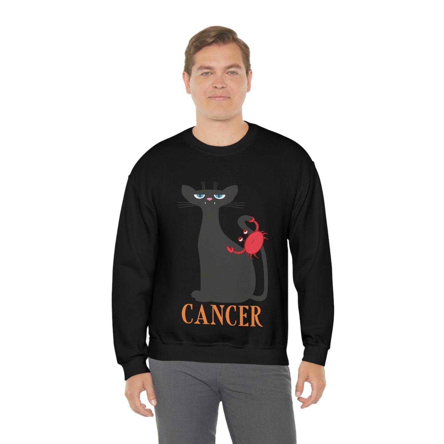 Cancer Cat Zodiac Sign Unisex Heavy Blend™ Crewneck Sweatshirt Ichaku [Perfect Gifts Selection]