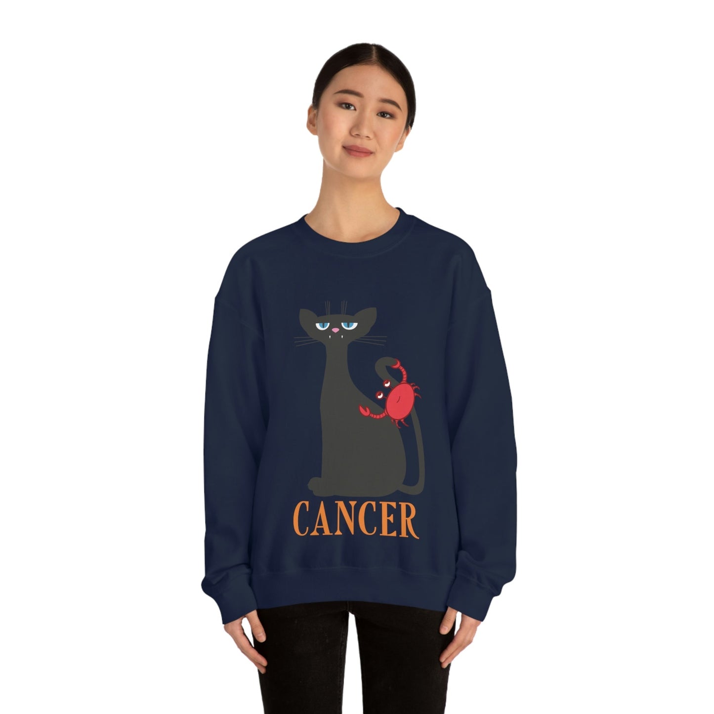 Cancer Cat Zodiac Sign Unisex Heavy Blend™ Crewneck Sweatshirt Ichaku [Perfect Gifts Selection]